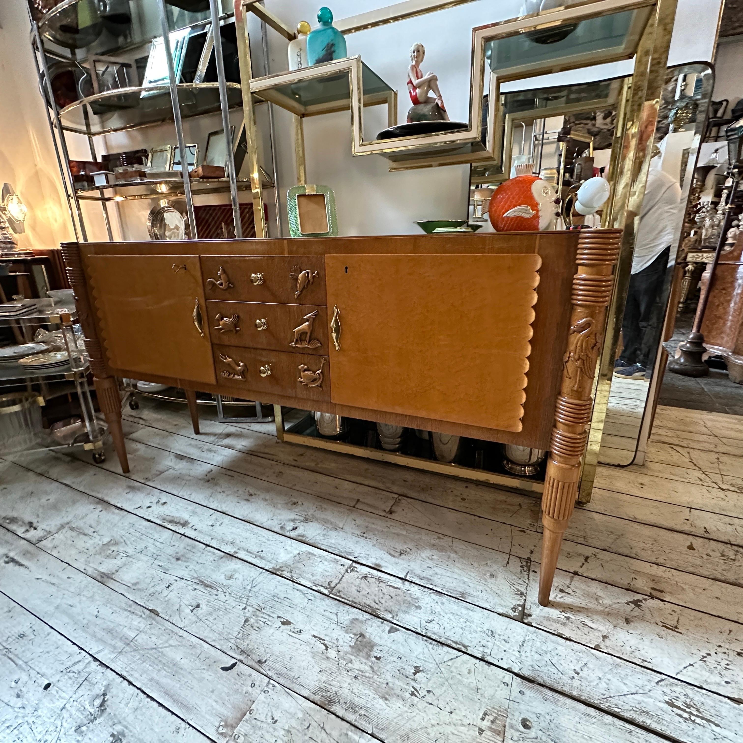 1950s Pier Luigi Colli Mid-Century Modern Maple and Oak Wood Italian Sideboard For Sale 4