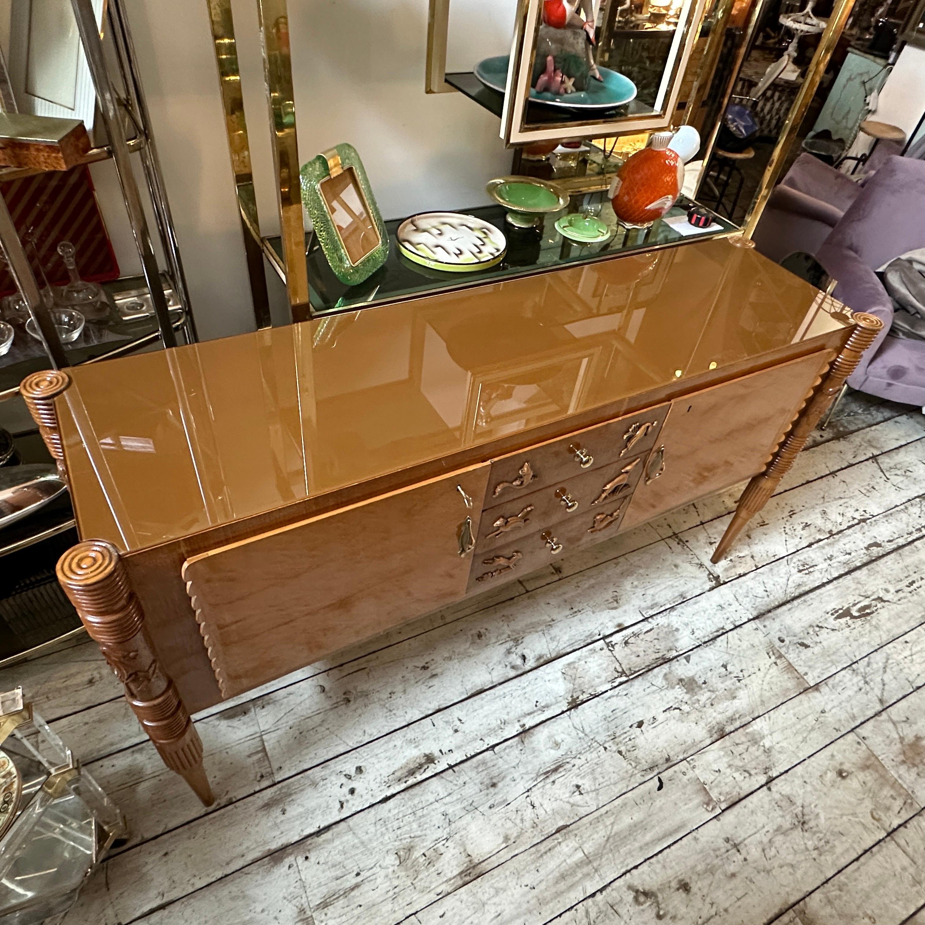 1950s Pier Luigi Colli Mid-Century Modern Maple and Oak Wood Italian Sideboard For Sale 5