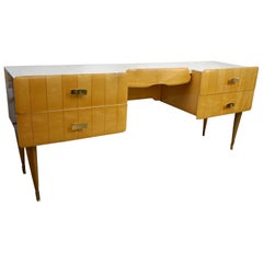 1950s Pier Luigi Colli Vintage Italian Design Cream & Honey Ashwood Modern Desk