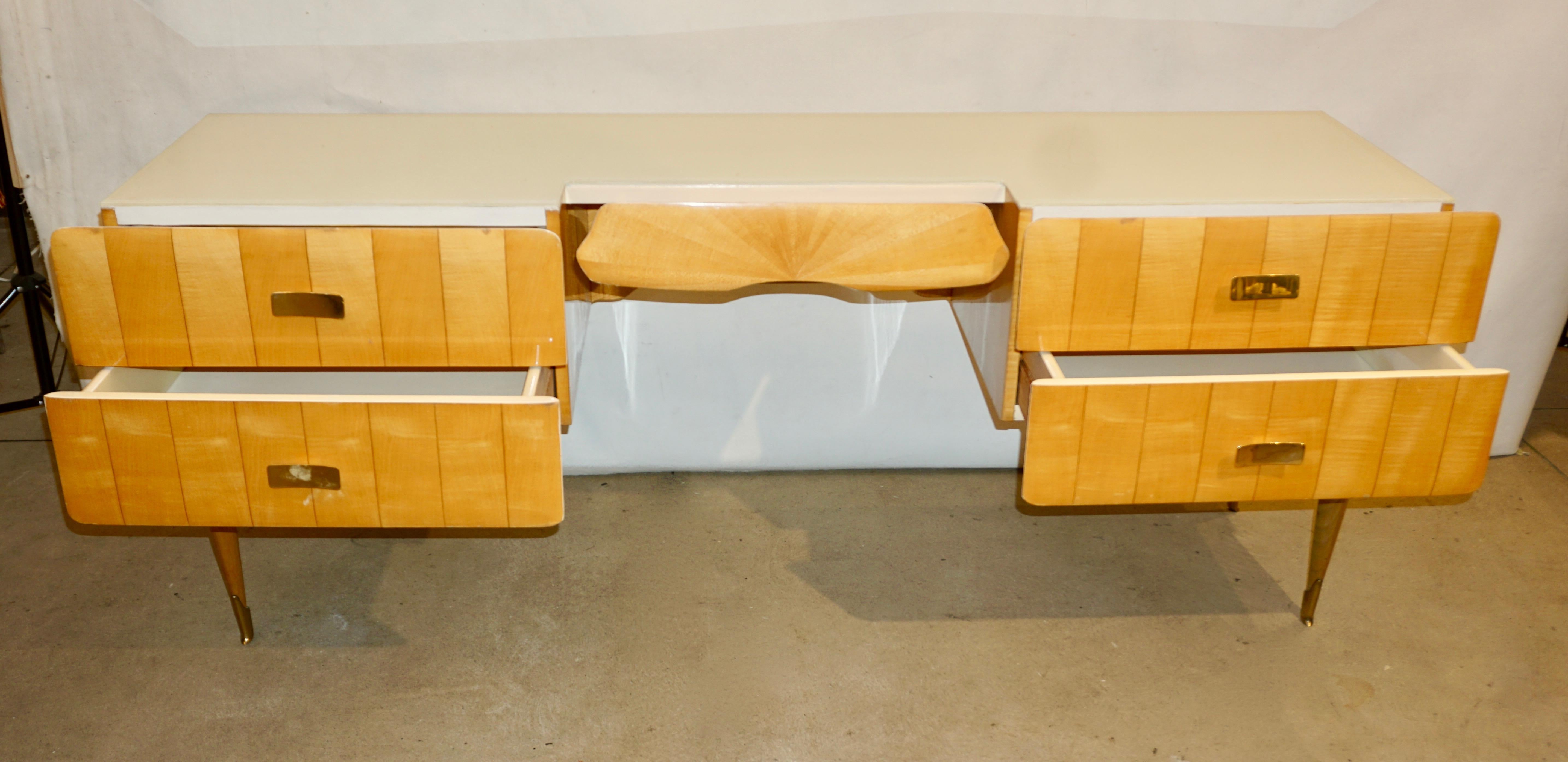Hand-Crafted 1950s Pier Luigi Colli Vintage Italian Design Cream & Honey Ashwood Modern Desk