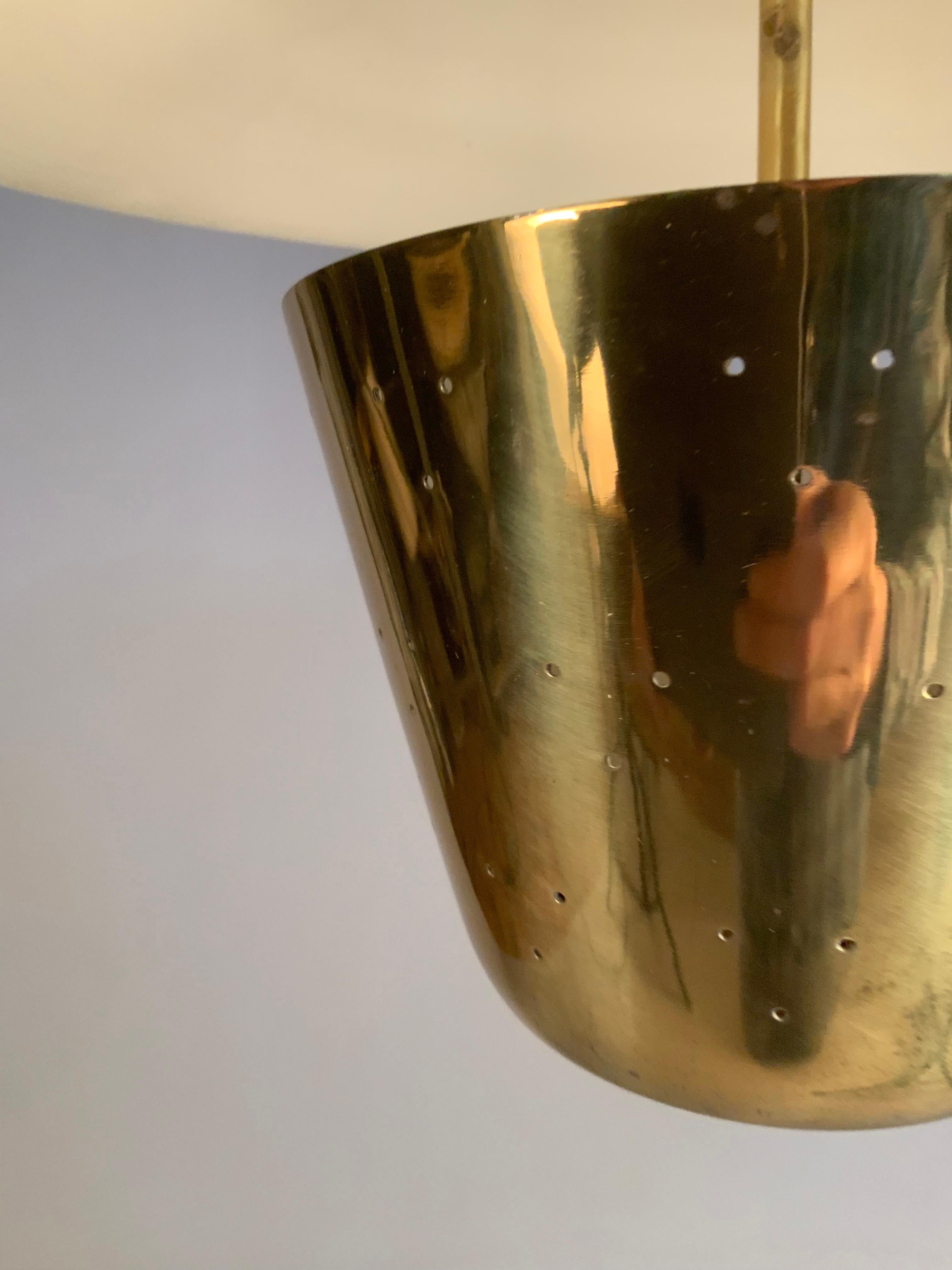American 1950's Pierced Brass Chandelier Hanging Light by Lightolier