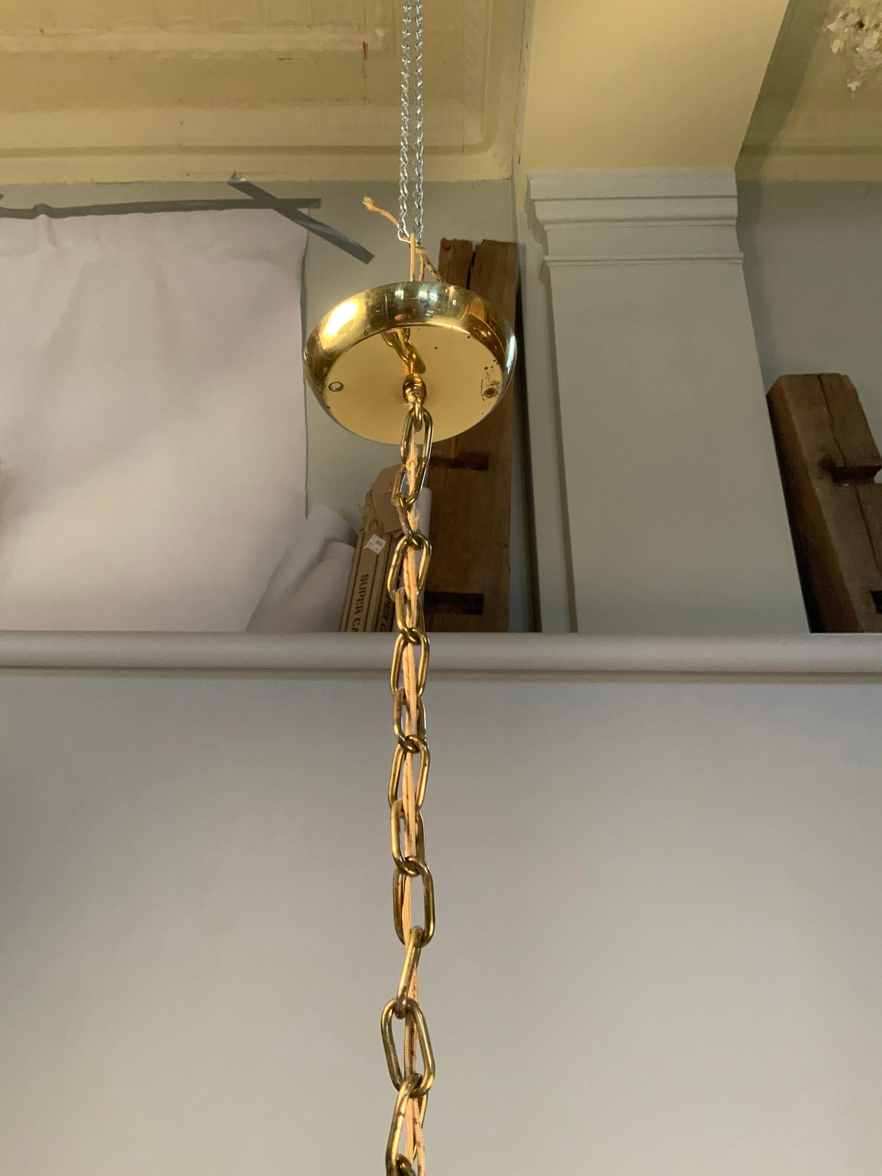 1950's Pierced Brass Chandelier Hanging Light by Lightolier 1