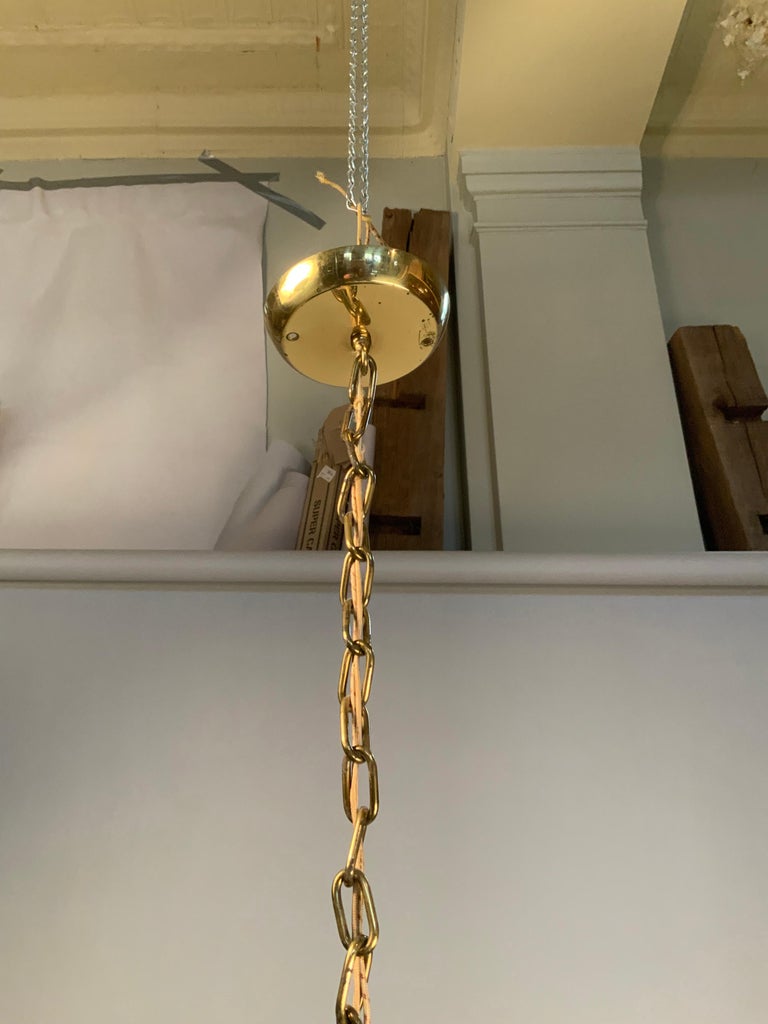 1950's Pierced Brass Chandelier Hanging Light by Lightolier For Sale 1