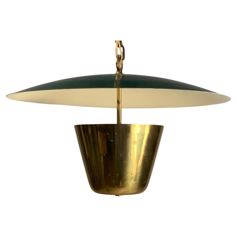 1950's Pierced Brass Chandelier Hanging Light by Lightolier For Sale