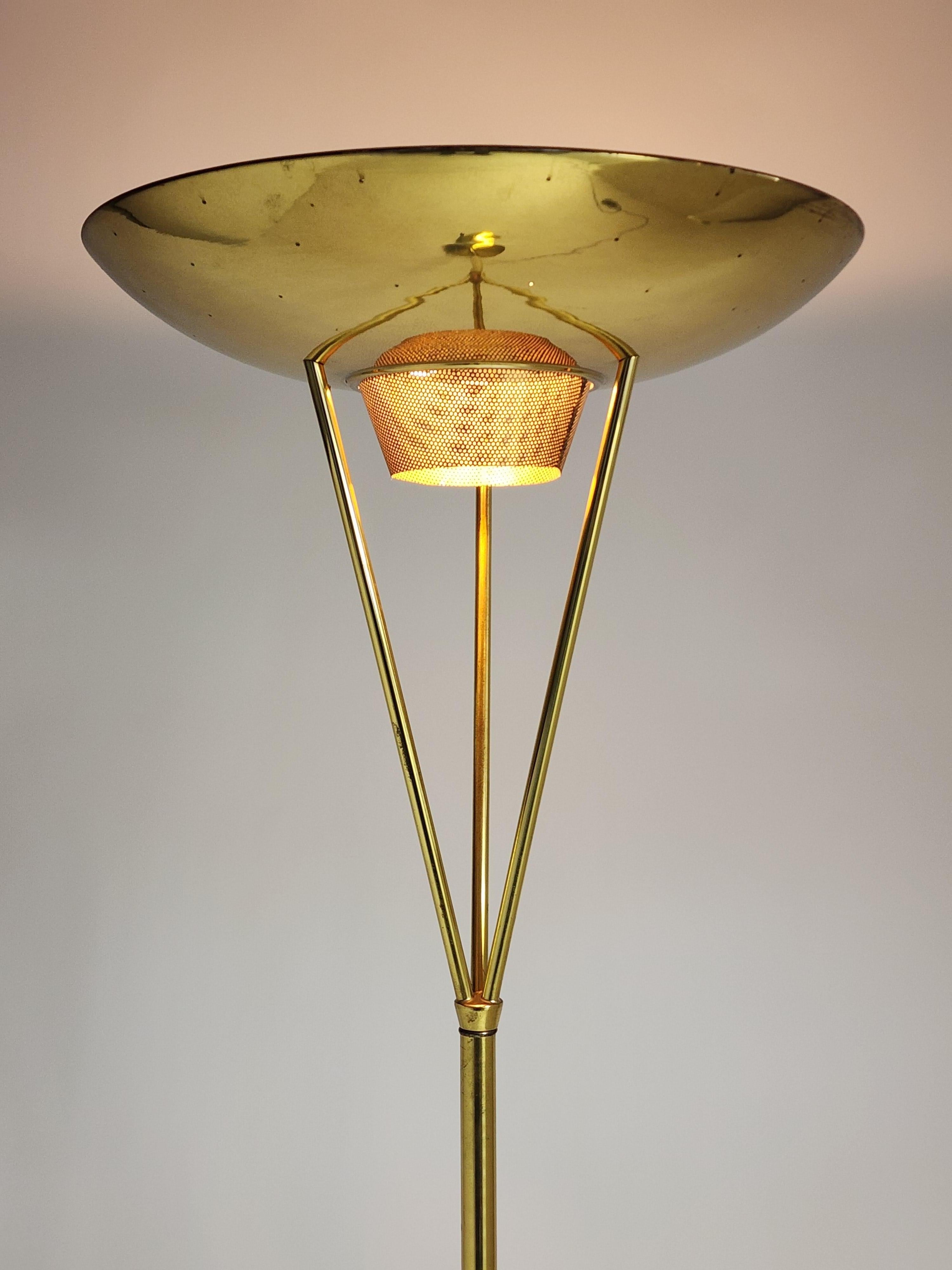 1950s Pierced Brass Torchiere, USA For Sale 1