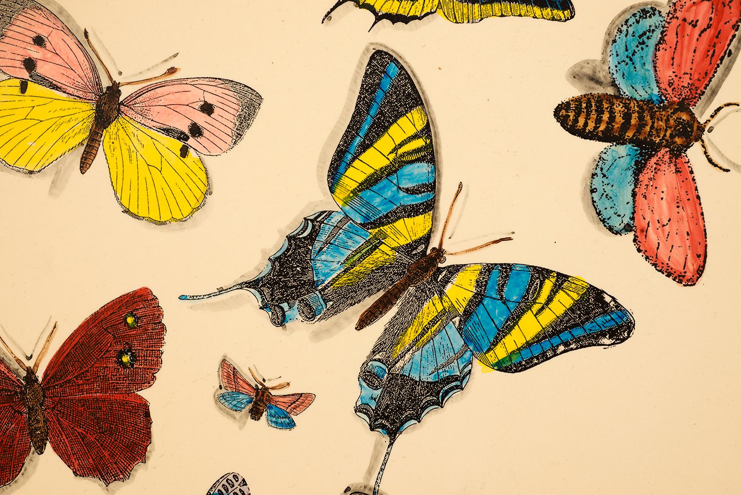 Mid-Century Modern 1950s Piero Fornasetti Butterfly Motif Serving Tray