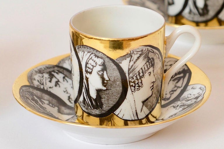 1950s Piero Fornasetti 'Cammei' Espresso Cups and Saucers, Italy at 1stDibs   vintage italian espresso cups, vintage espresso cups, antique espresso  cups