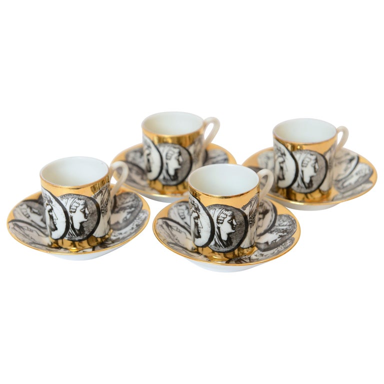 1950s Piero Fornasetti 'Cammei' Espresso Cups and Saucers, Italy at 1stDibs   vintage italian espresso cups, vintage espresso cups, antique espresso  cups