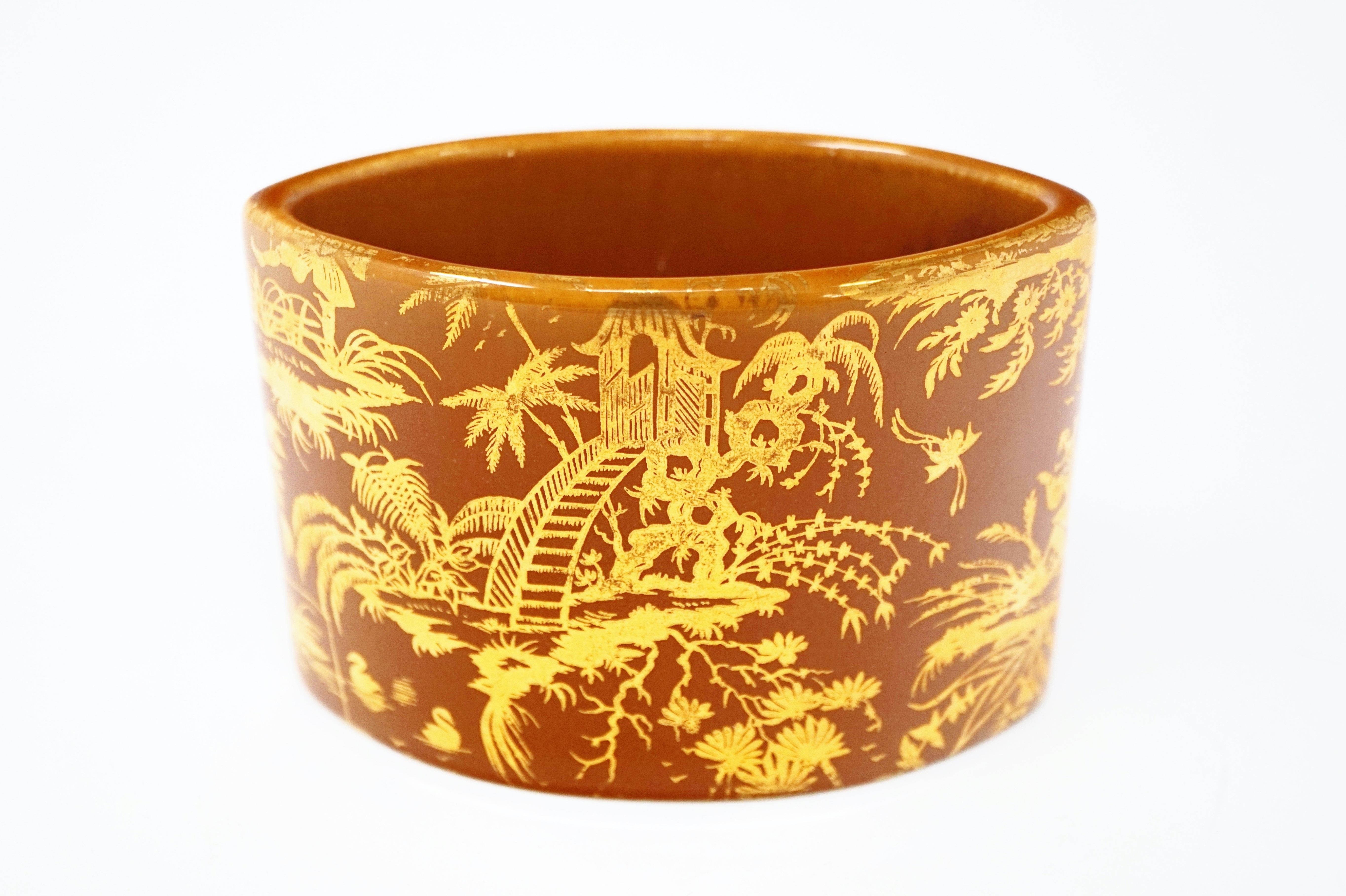 1950s Piero Fornasetti 'Piccolo Coromandel' Gold Leaf Ceramic Vase 3