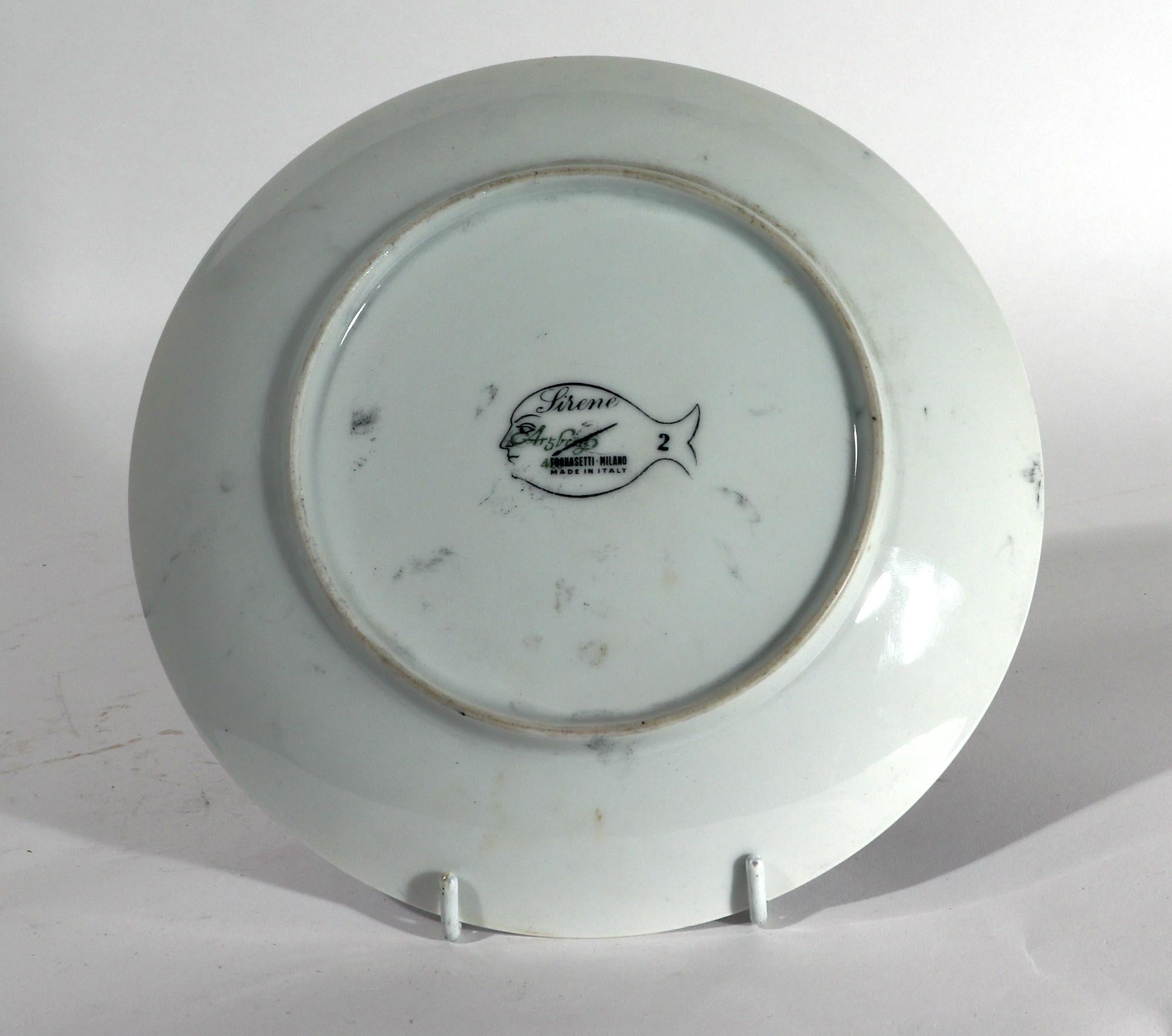 Mid-20th Century 1950's Piero Fornasetti Porcelain Plate, Sirene Pattern, #2