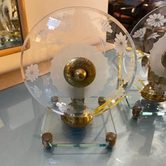 1950s Pietro Chiesa Brass and Engraved Glass Bed Lamps