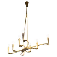 1950s Pietro Chiesa Style Solid Brass Rectangular Italian Chandelier