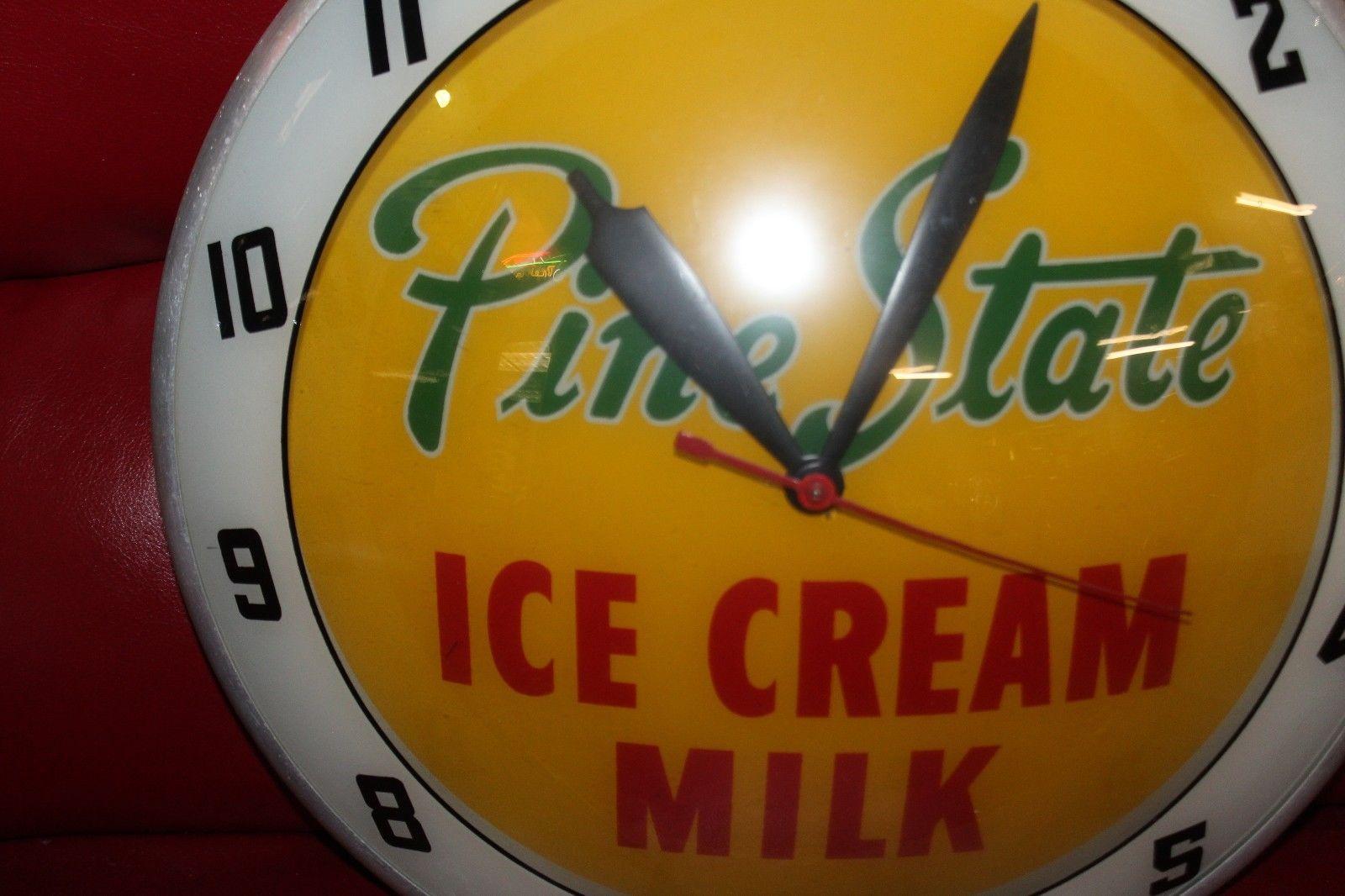 1950s Pine State Ice Cream and Milk Advertising Double Bubble Clock In Good Condition For Sale In Orange, CA