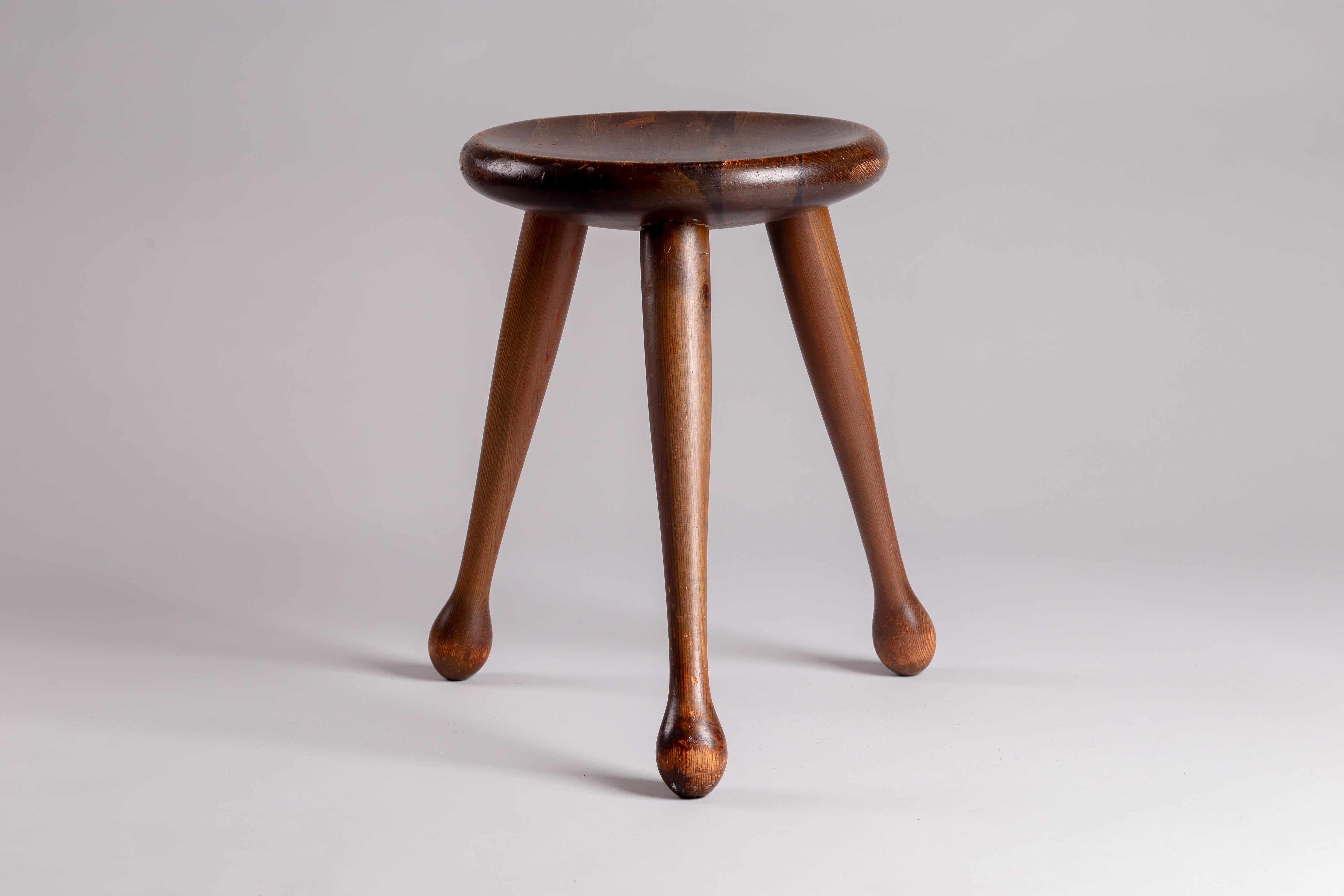 Mid-Century Modern Tabouret en pin des années 1950, Möbelkompaniet Ahl & Wallén, Suède en vente