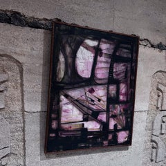 1950s Miguel Alvarez Acosta Pink Abstract Oil Painting Mexico