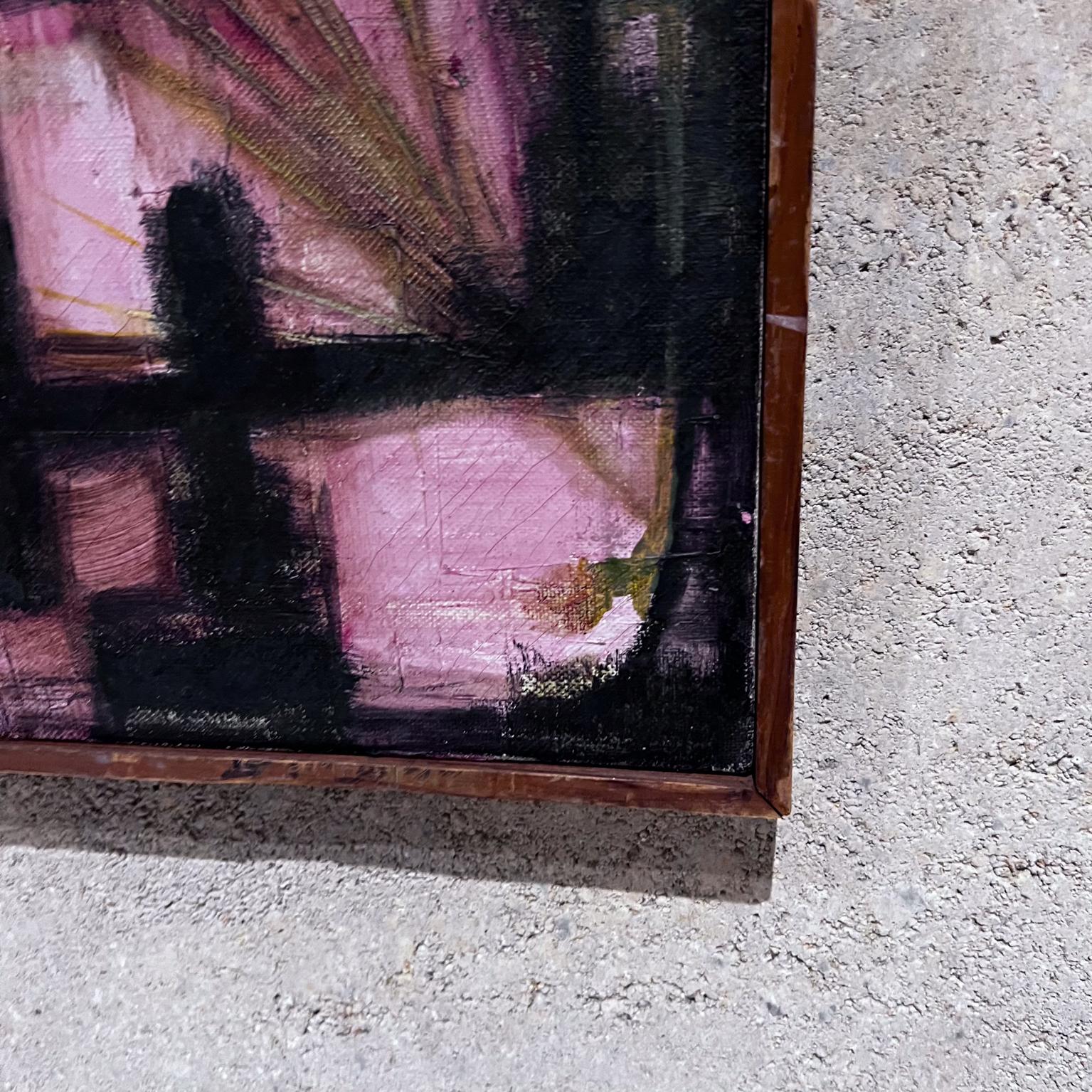 1950s Miguel Alvarez Acosta Pink Abstract Oil Painting Mexico In Good Condition For Sale In Chula Vista, CA