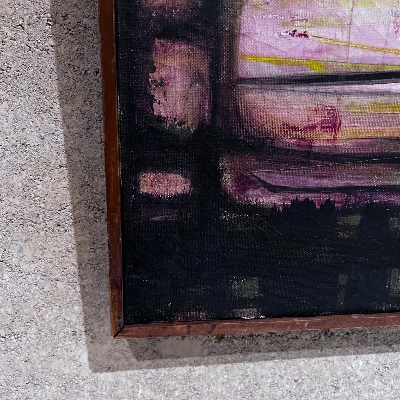 Mid-20th Century 1950s Miguel Alvarez Acosta Pink Abstract Oil Painting Mexico For Sale