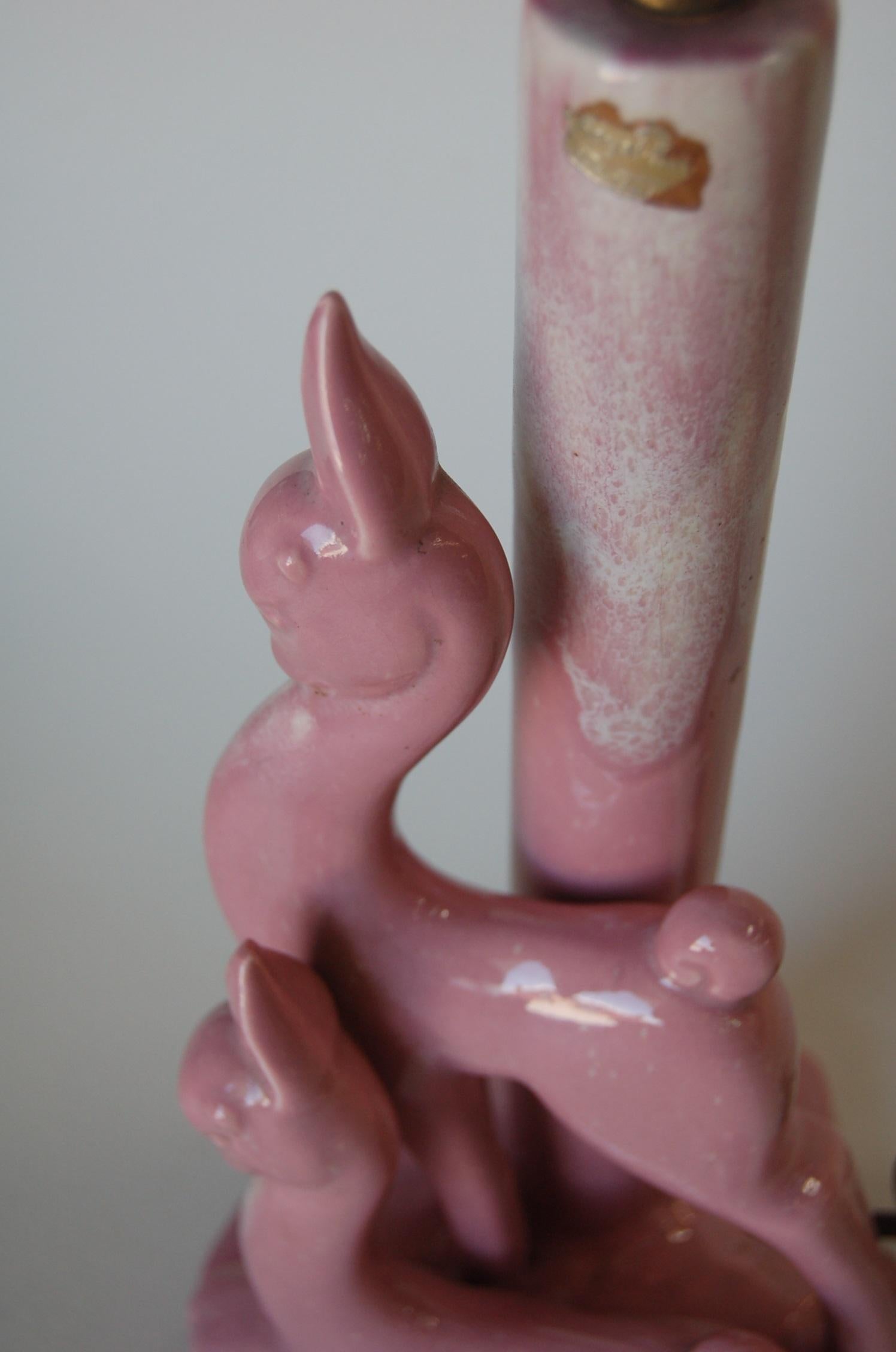 1950s Pink Ceramic Gazelle Table Lamp by Royal Haeger In Excellent Condition In Van Nuys, CA