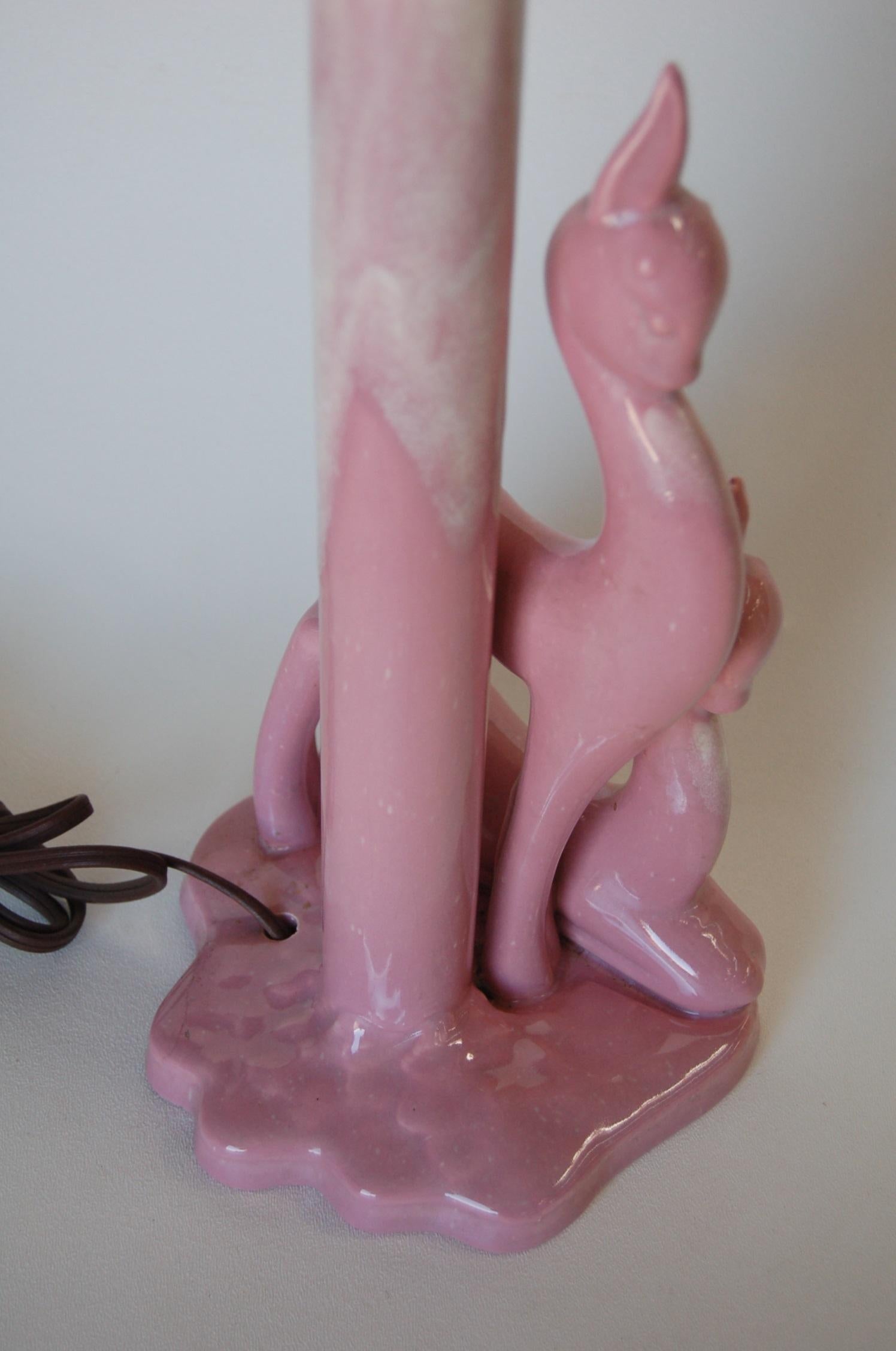 Mid-20th Century 1950s Pink Ceramic Gazelle Table Lamp by Royal Haeger