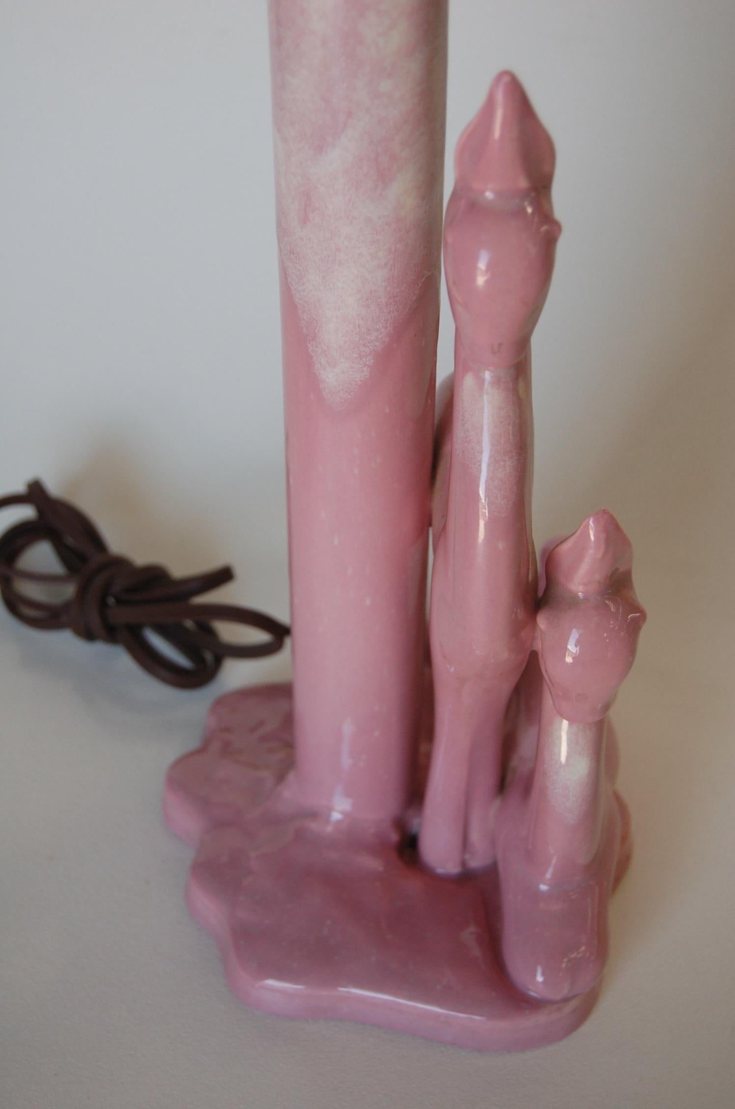 1950s Pink Ceramic Gazelle Table Lamp by Royal Haeger 1