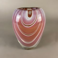 1950's Pink Flower Vase in the Style of Vicke Lindstrand's "Zebra"