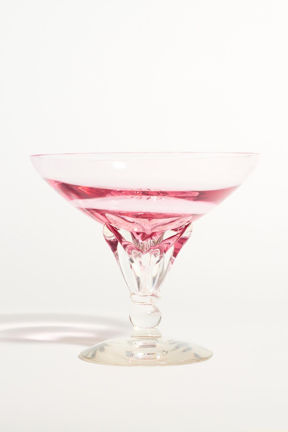 Mid-Century Modern 1950's Pink Glass Compote