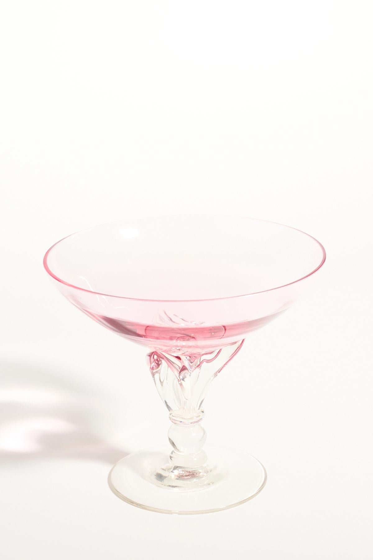 1950's Pink Glass Compote In Excellent Condition In New York, NY