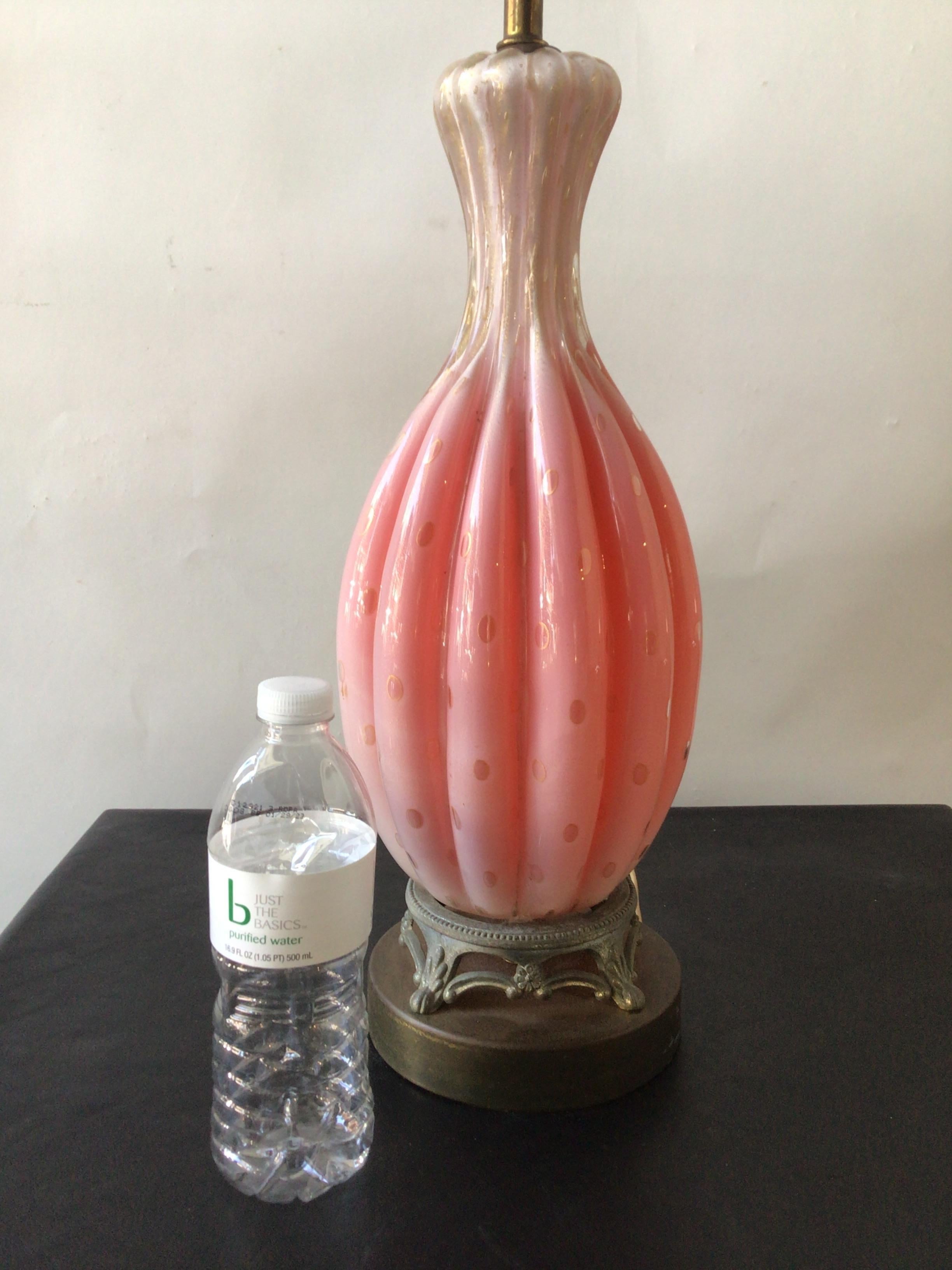 vintage pink glass lamp