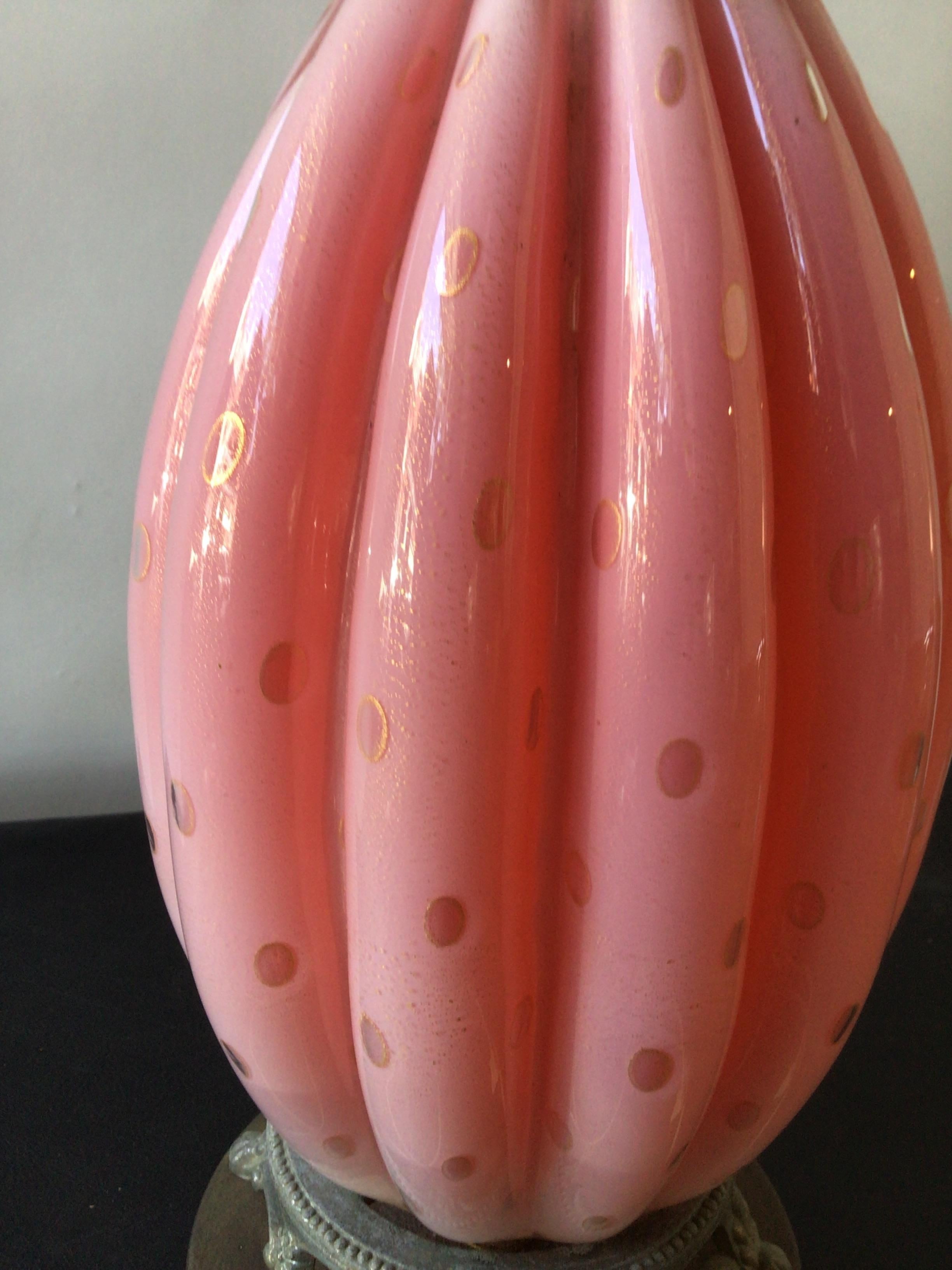 1950s Pink Murano Glass Lamp For Sale 1