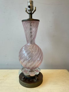 1950s Pink Murano Table Lamp