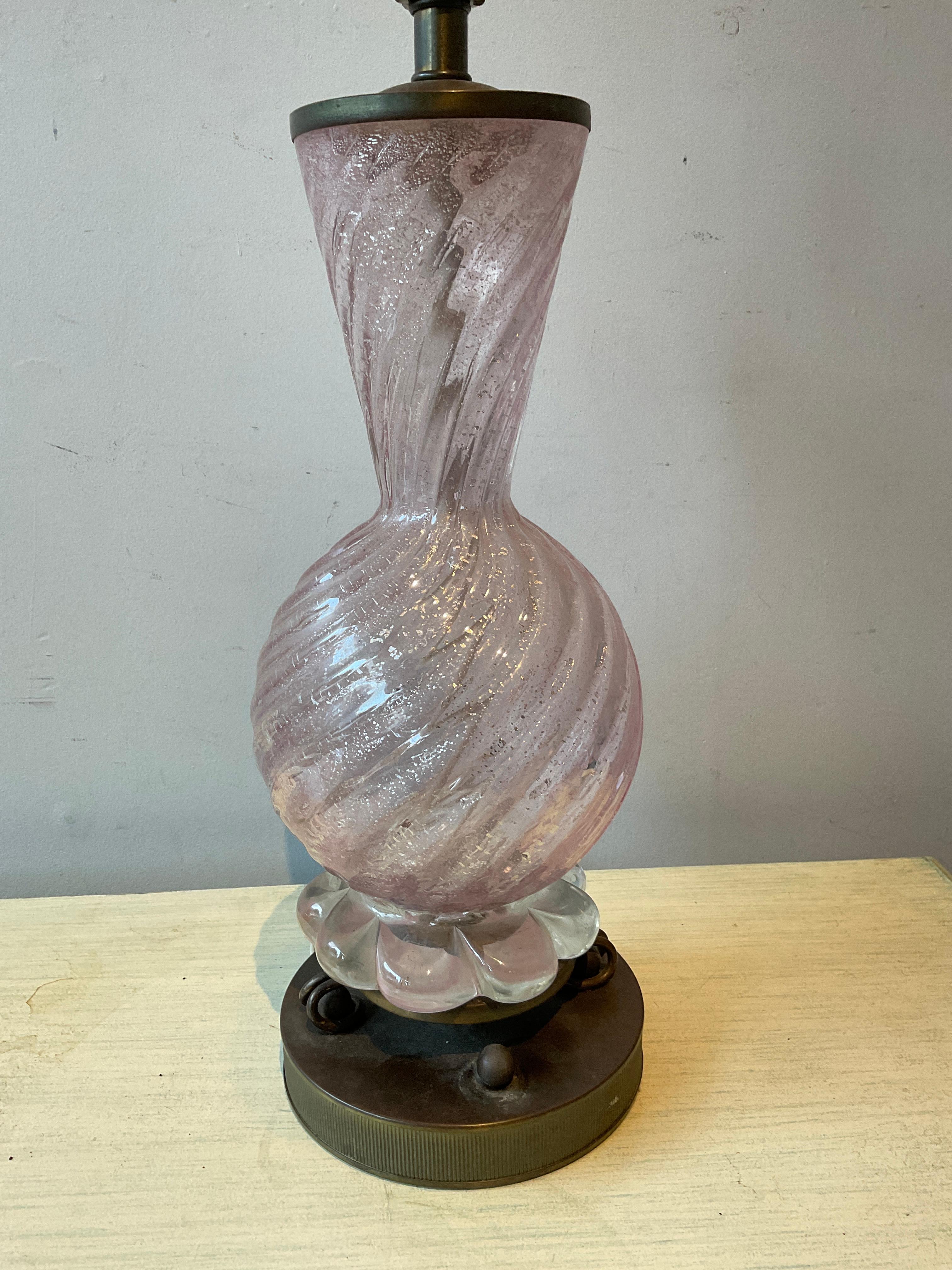1950s Pink Murano Table Lamp For Sale 1