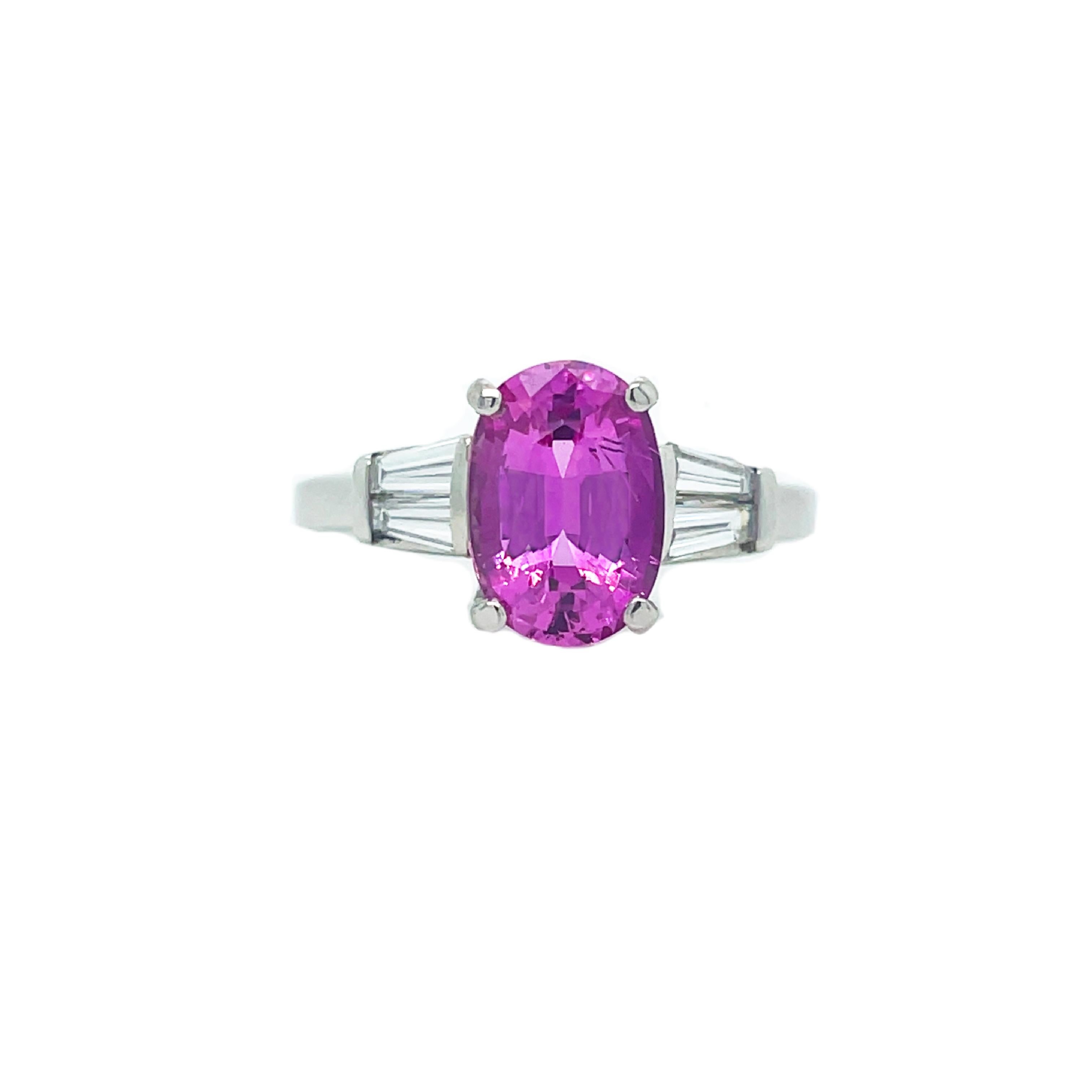 pink sapphire baguette ring