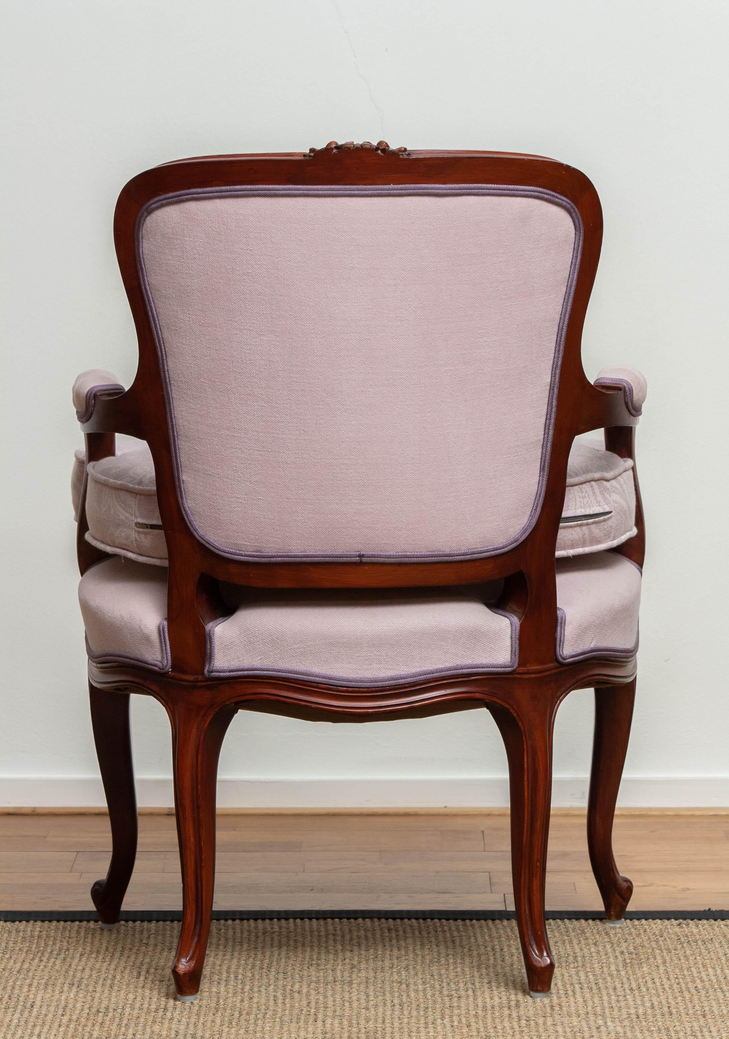 1950s, Pink Swedish Rococo Bergères in the Shabby Chic Technique 1 1