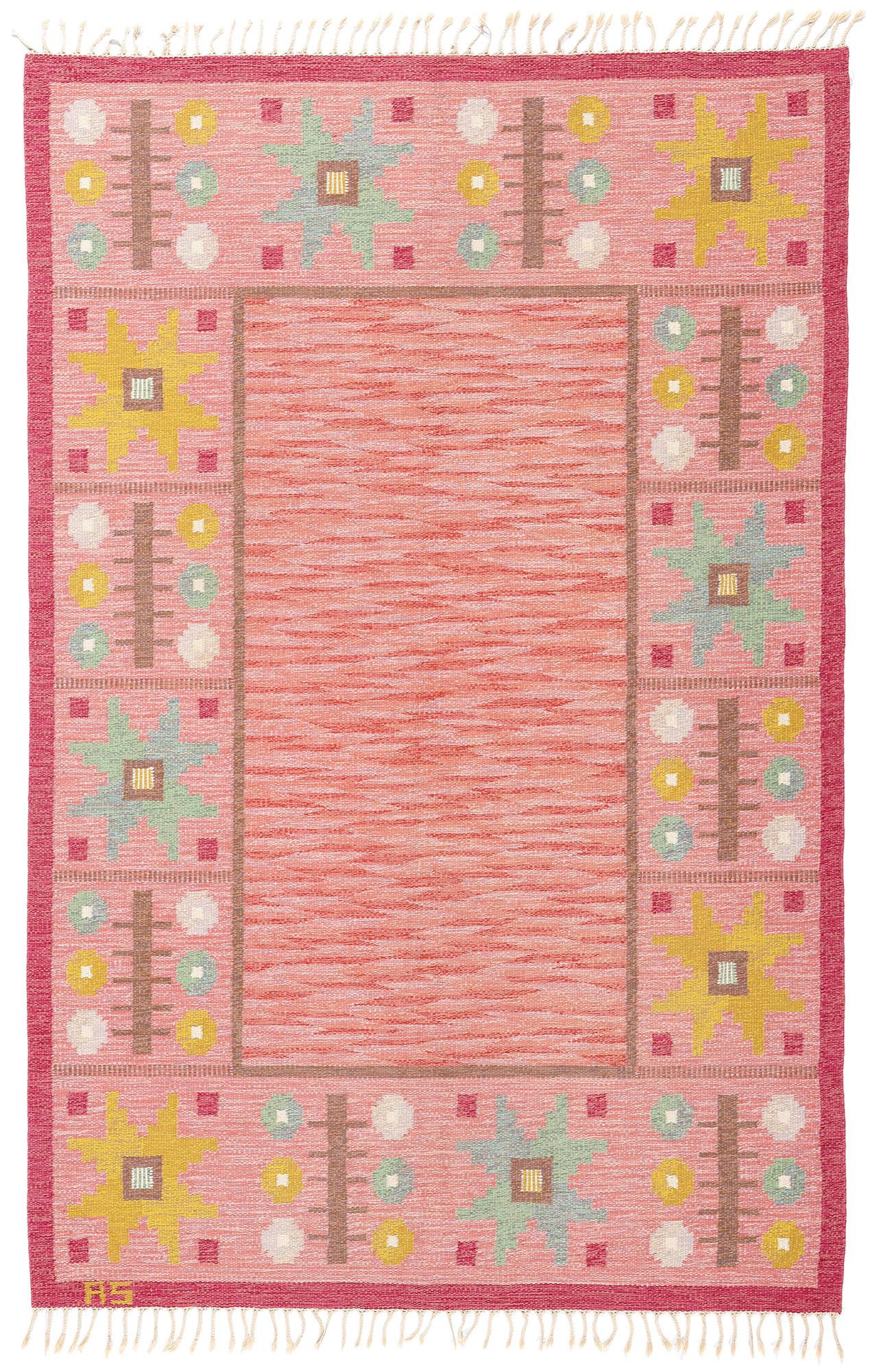 Tappeto Röllakan svedese rosa anni '50, 06'06 x 09'11 in vendita 3