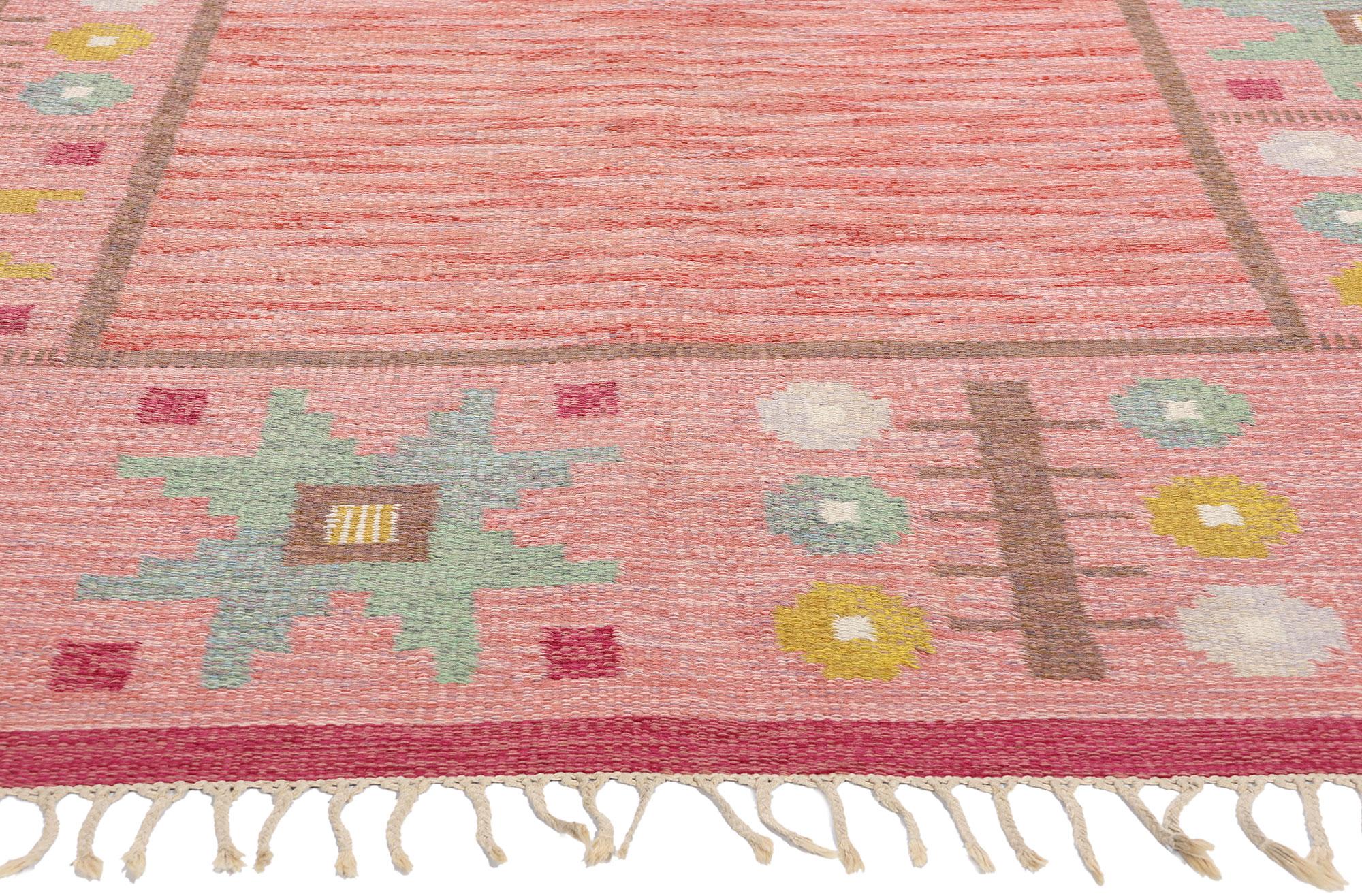 Svedese Tappeto Röllakan svedese rosa anni '50, 06'06 x 09'11 in vendita
