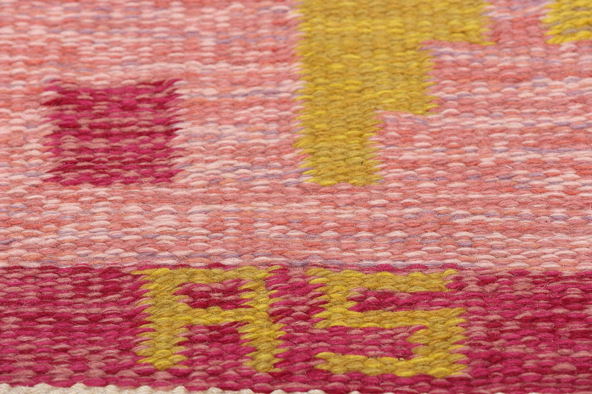 Tappeto Röllakan svedese rosa anni '50, 06'06 x 09'11 In condizioni buone in vendita a Dallas, TX