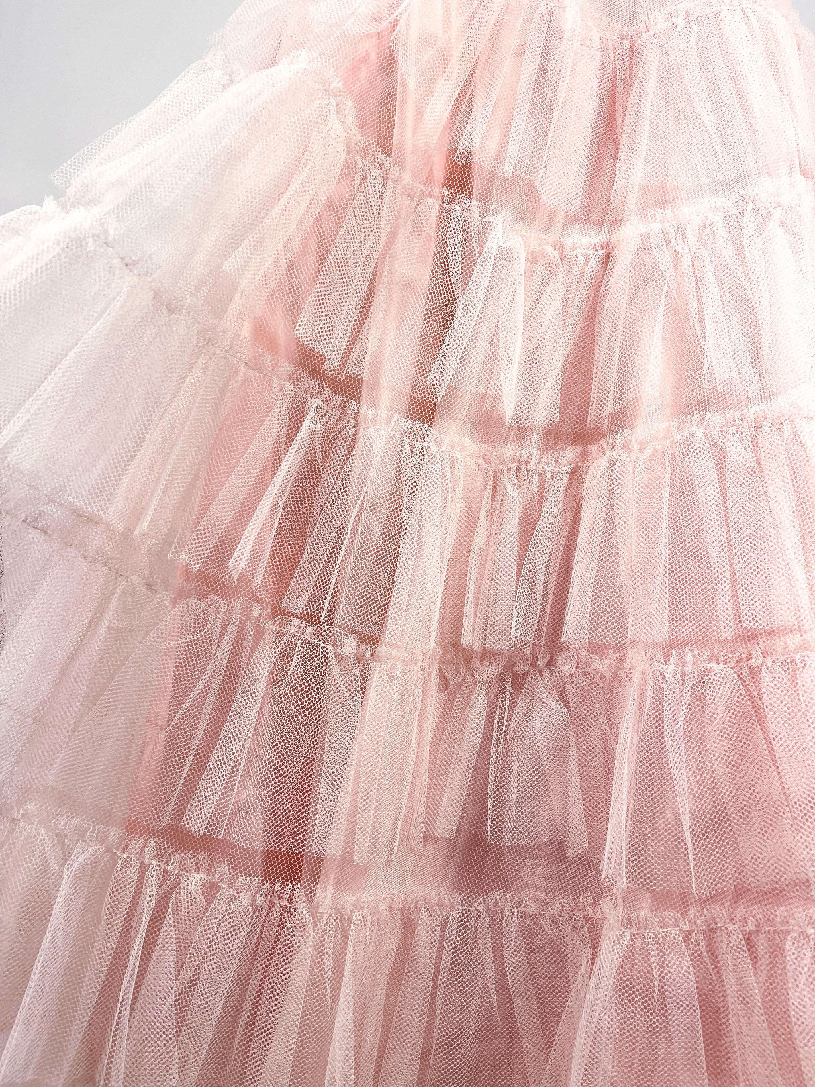 1950s Pink Tulle Party Dress In Good Condition In San Francisco, CA