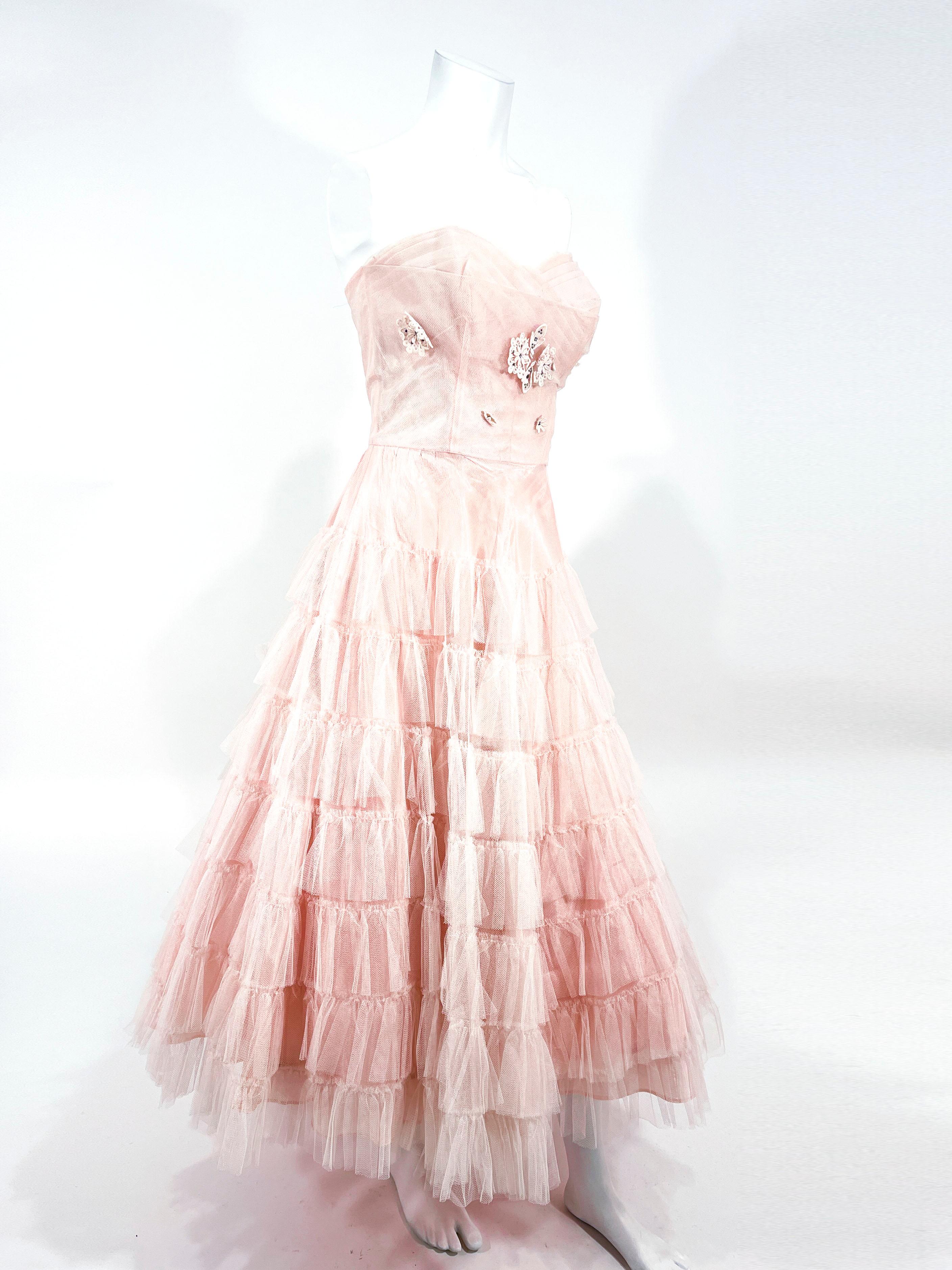 Women's or Men's 1950s Pink Tulle Party Dress
