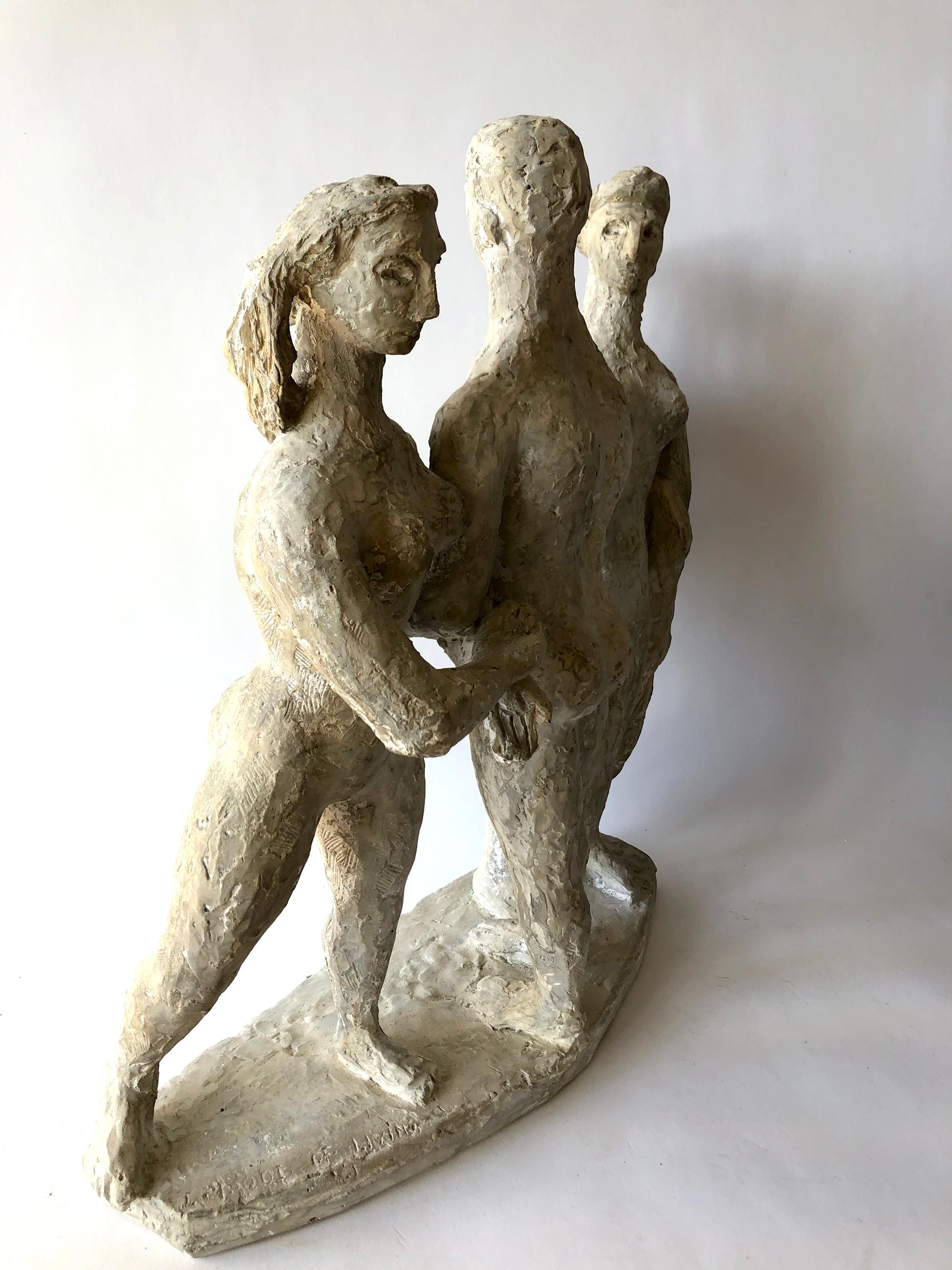 1950s Plaster Modernist Figural Three Graces Sculpture  For Sale 5