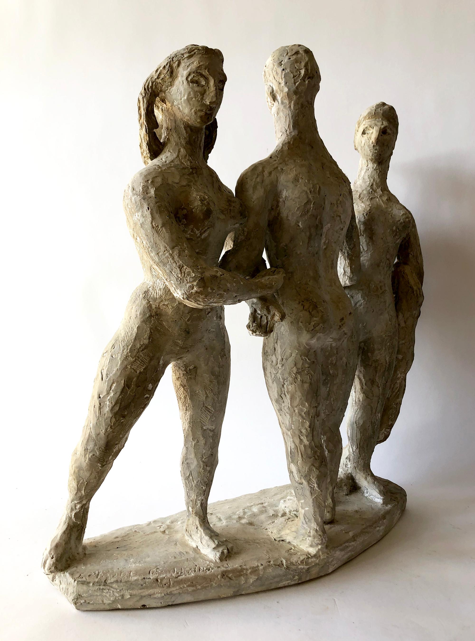 Mid-20th Century 1950s Plaster Modernist Figural Three Graces Sculpture  For Sale