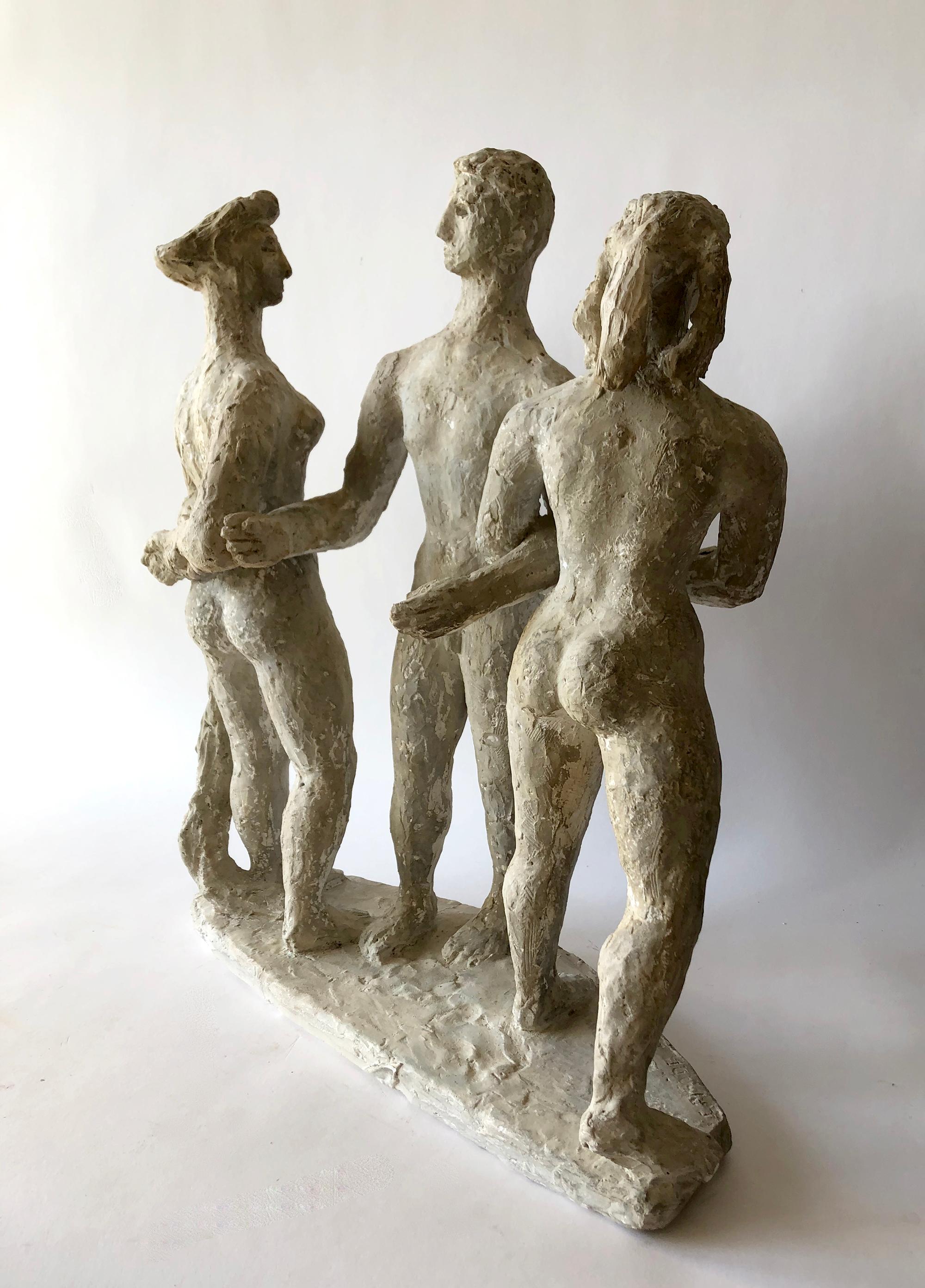 1950s Plaster Modernist Figural Three Graces Sculpture  For Sale 1