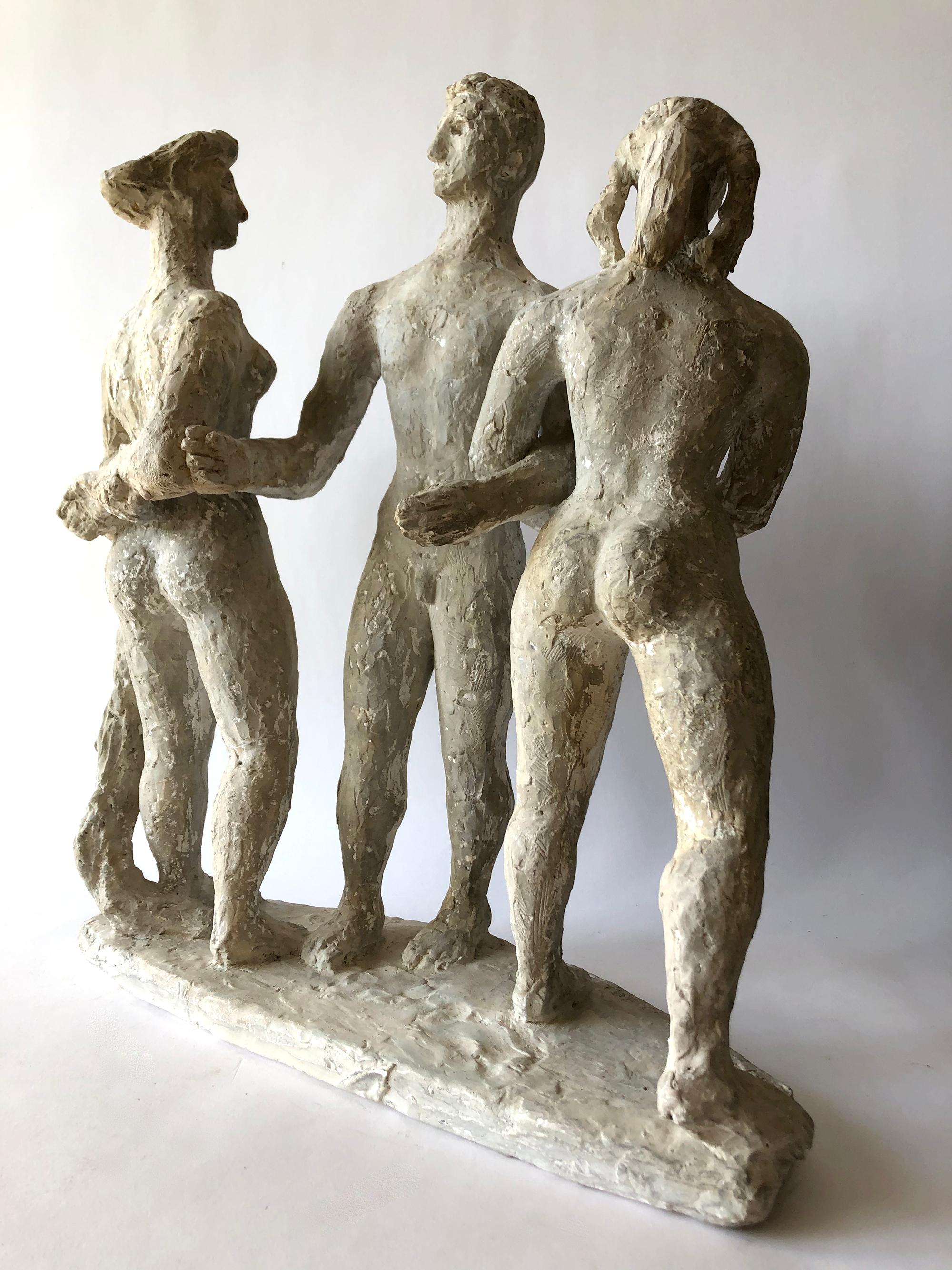 1950s Plâtre Moderniste Figural Sculpture Trois Grâces  en vente 2