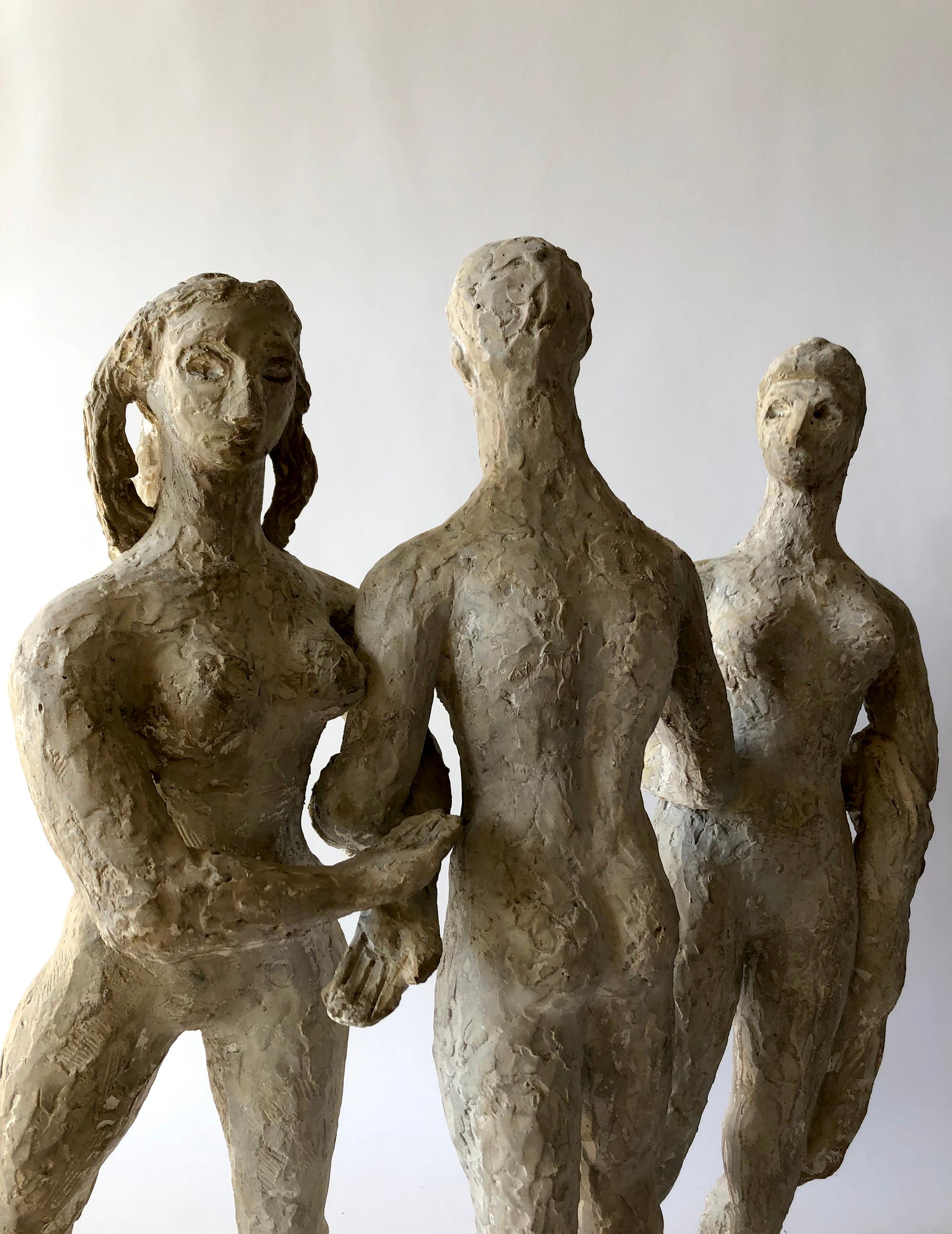 1950er Jahre Gips Modernist Figural Drei Grazien Skulptur  im Angebot 2