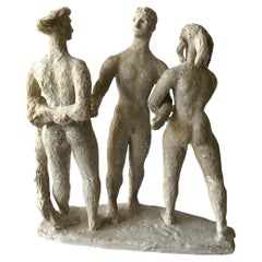 1950s Plaster Modernist Figural Three Graces Sculpture