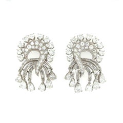 1950's Platinum and Diamond Dangle Earrings