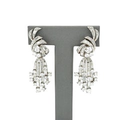 1950's Platinum and Diamond Drop Earrings