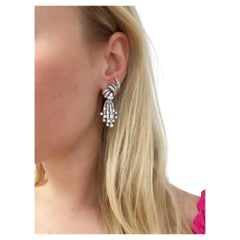 1950's Platinum and Diamond Drop Earrings