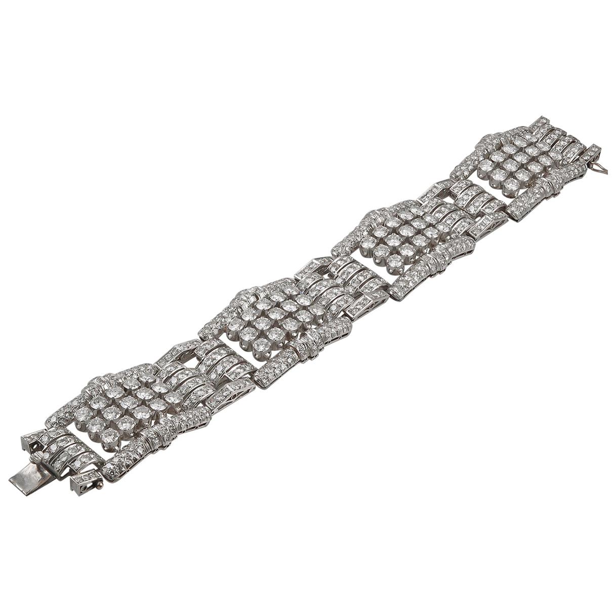 1950s Platinum Diamond Bracelet, 25 Carat