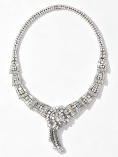 1950s Platinum Diamond Convertible Necklace