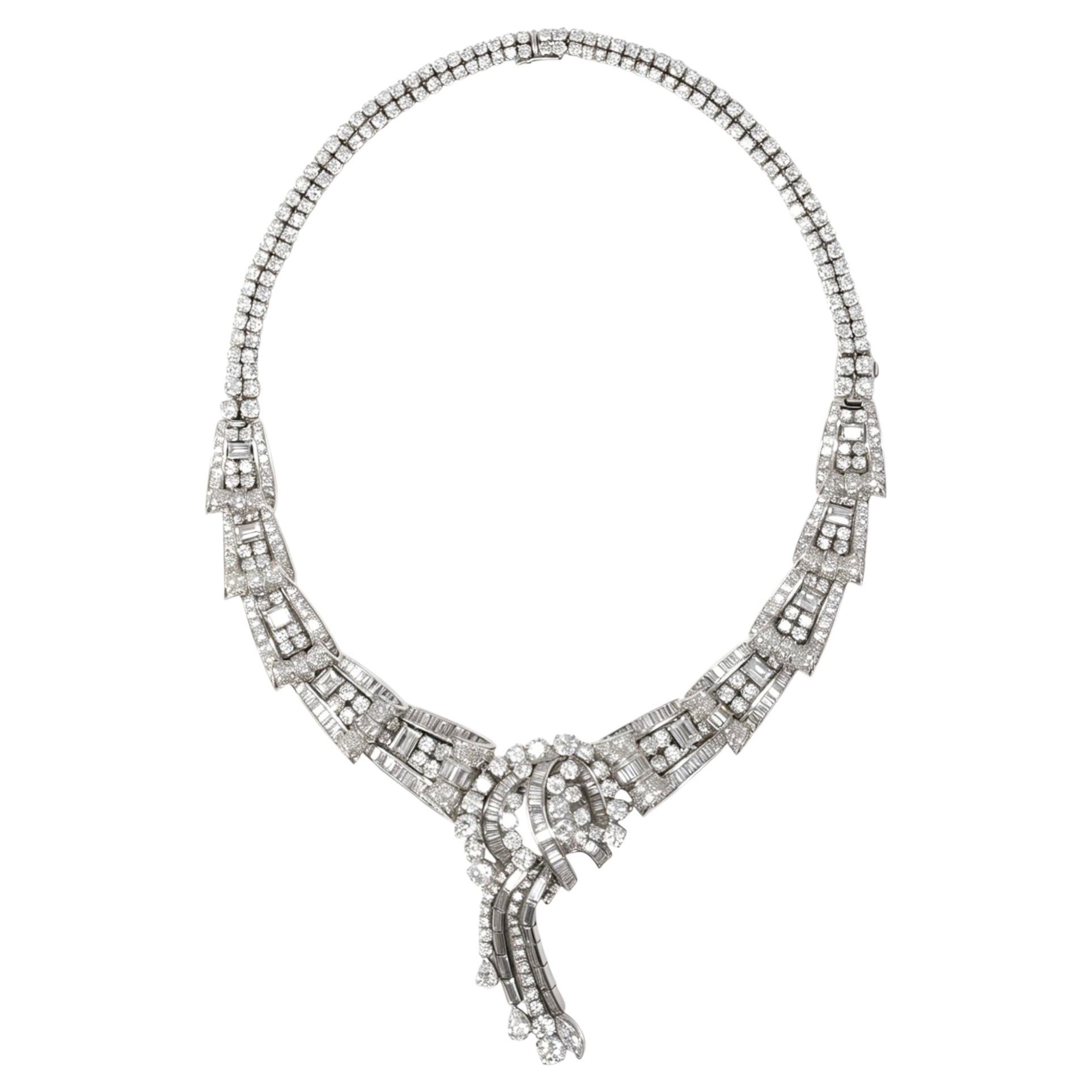 Collar convertible de platino y diamantes de los años 50